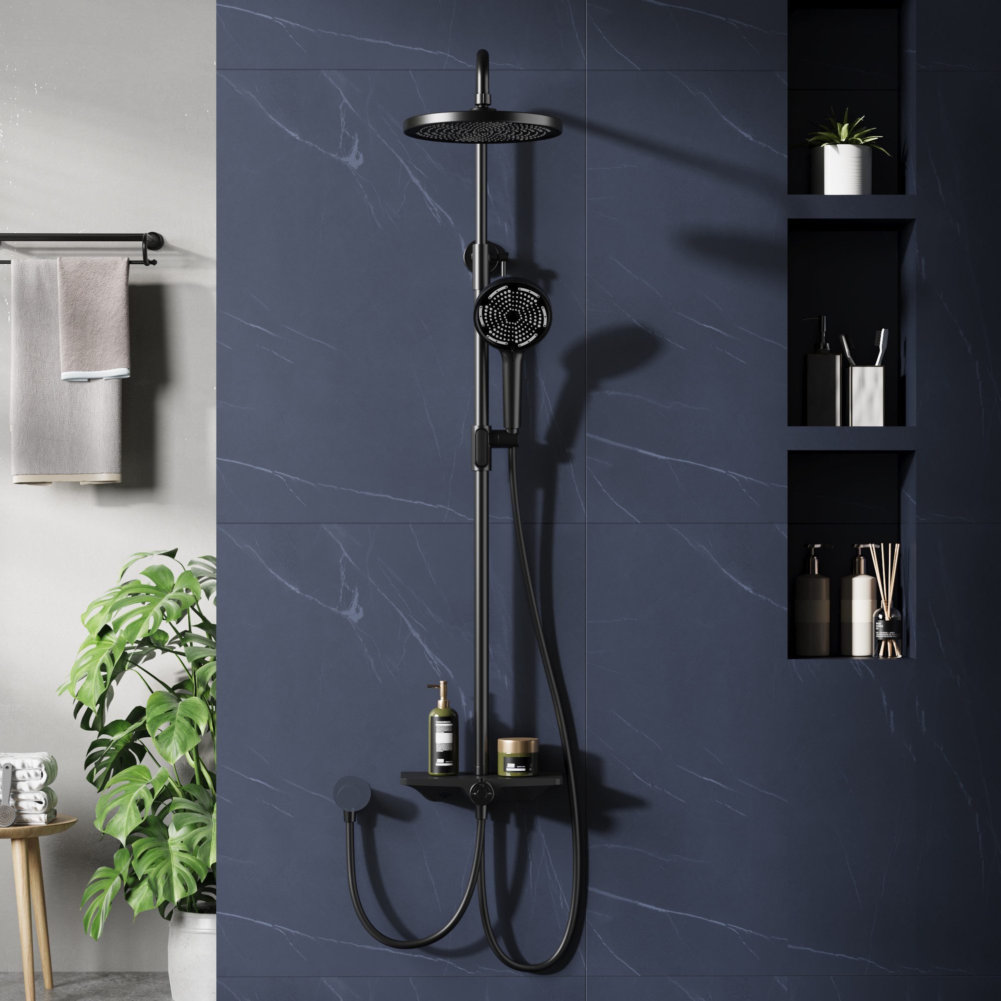 GarveeMore Brausegarnitur Regendusche Duschsystem mit Ablage günstig online kaufen