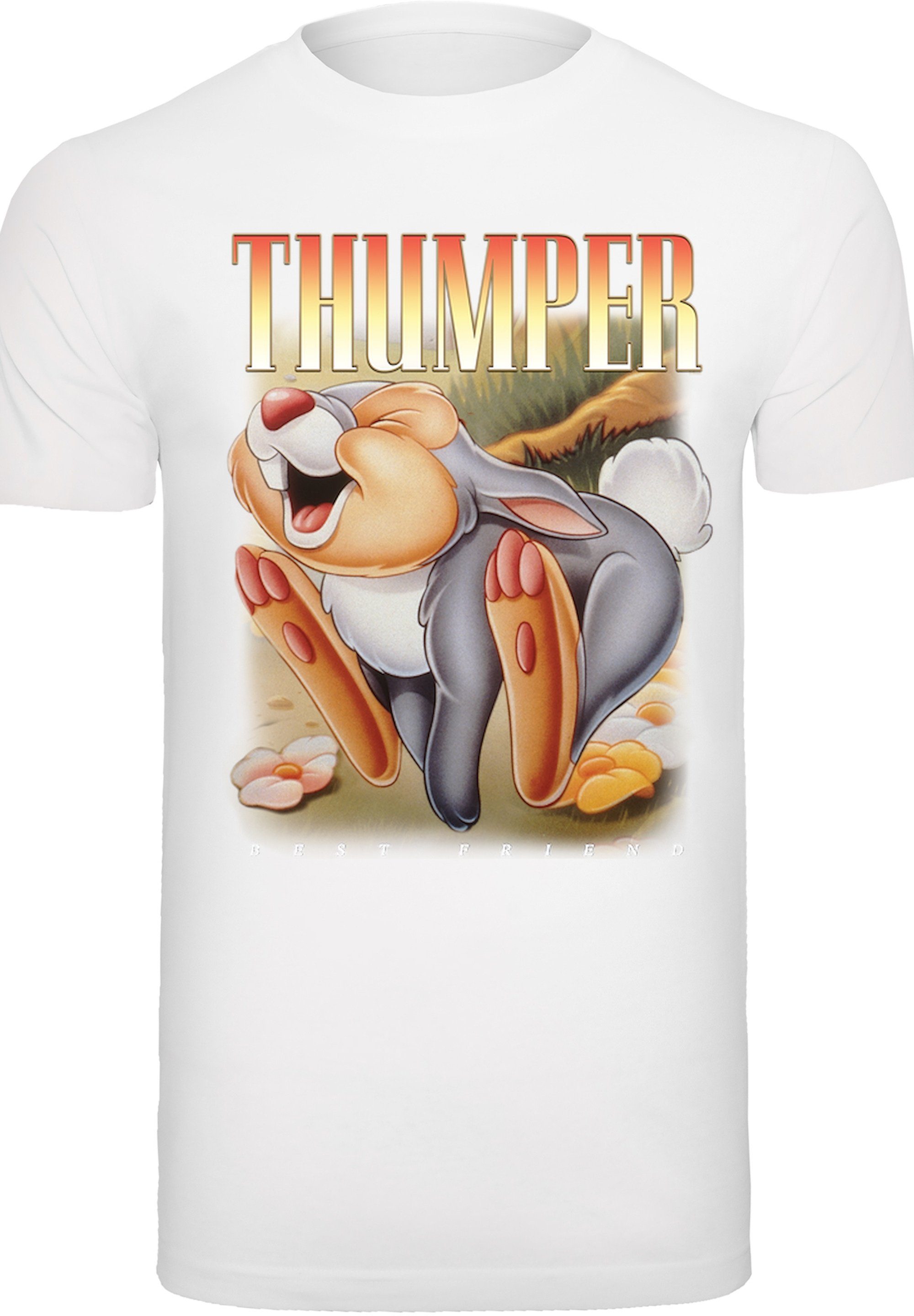 F4NT4STIC T-Shirt Disney Bambi Merch,Regular-Fit,Basic,Bedruckt Klopfer Herren,Premium weiß