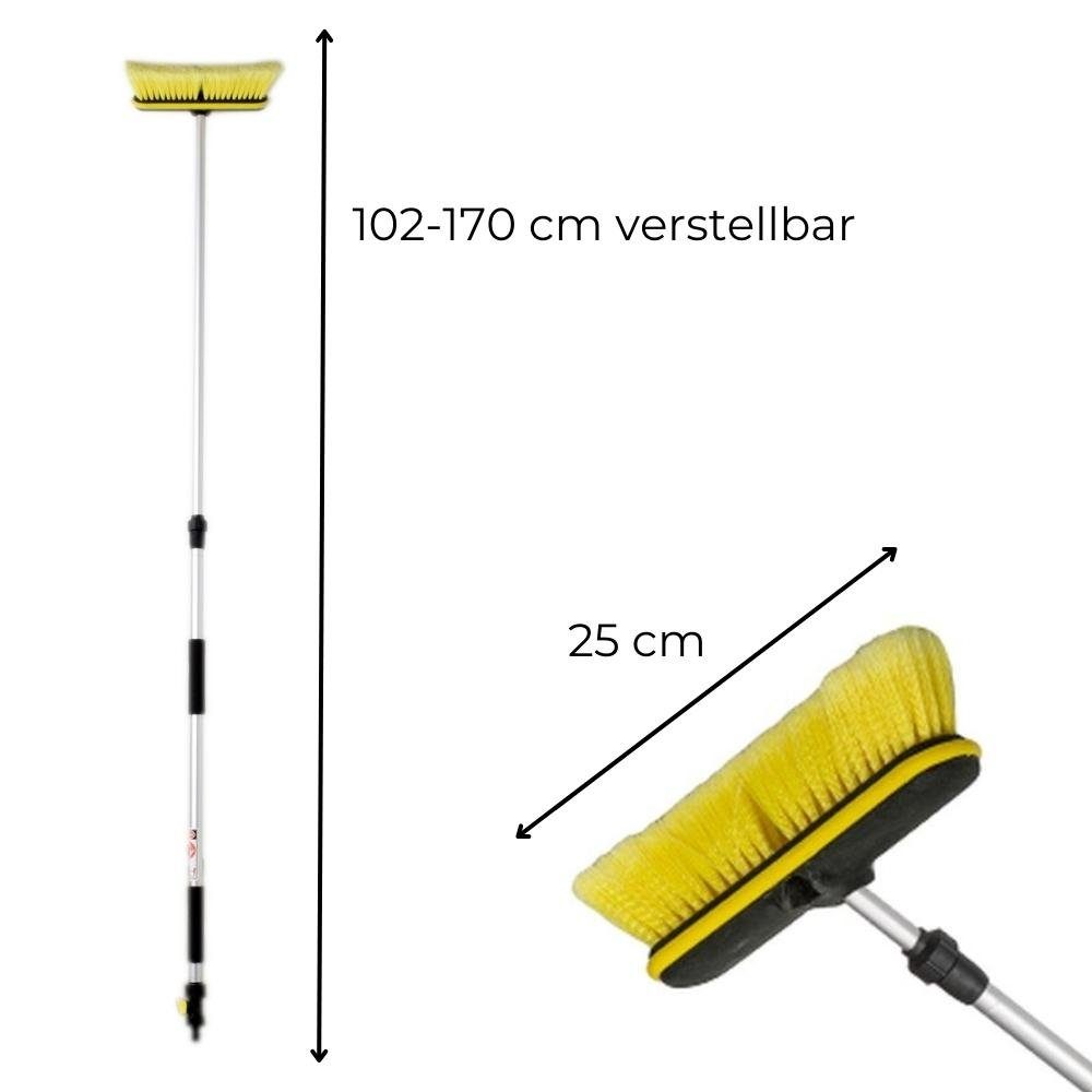 GarPet Autowaschbürste Auto Wasch Bürste Alu Teleskop Stiel Wasseranschluss An/Aus Caravan