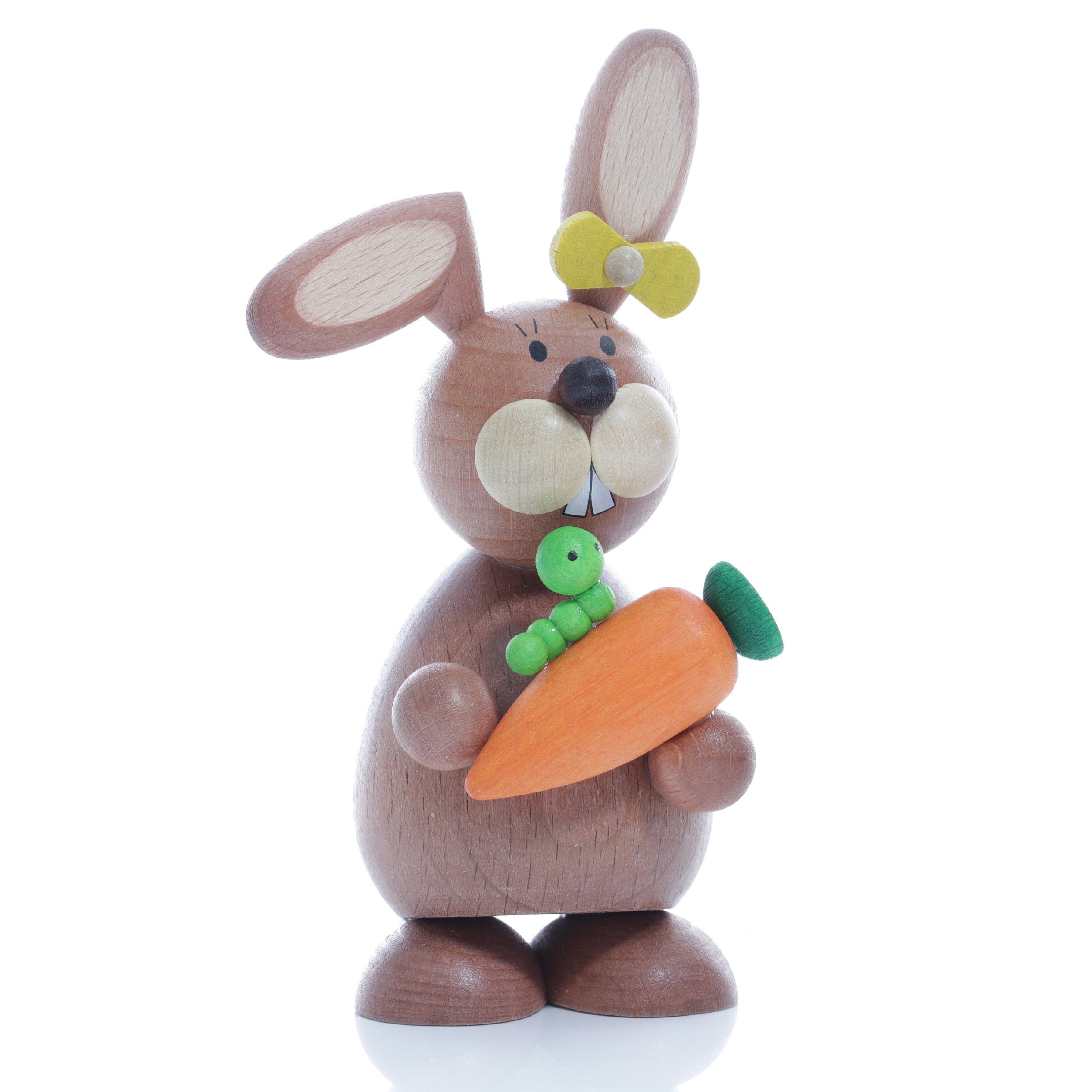 Ullrich Kunsthandwerk Osterhase Osterartikel Osterhäsin mit Möhre & Raupe HxB 12x6cm NEU