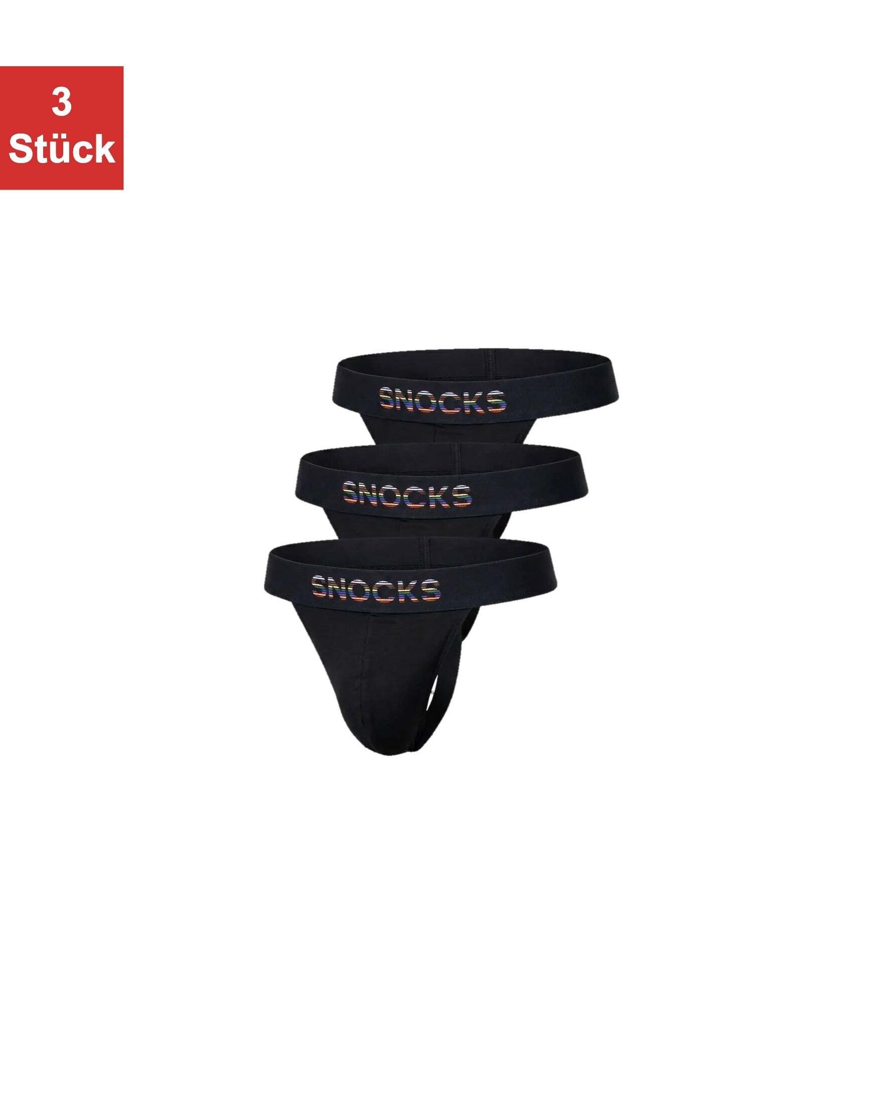 SNOCKS Slip Tanga für Männer Pride Edition (3-St) mit farbigem Bund