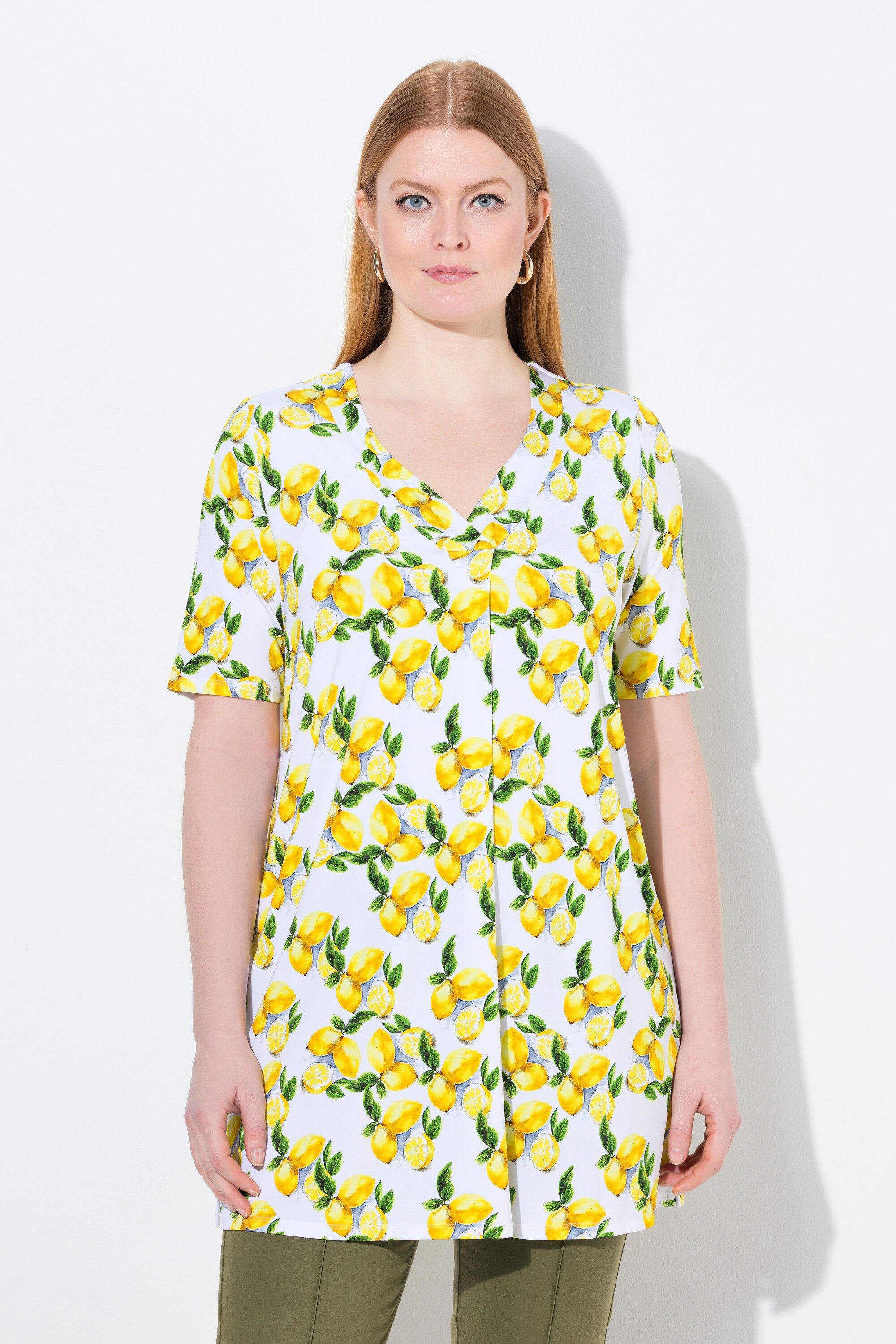 Ulla Popken Longshirt Slinky-Shirt Zitronen A-Linie günstig online kaufen