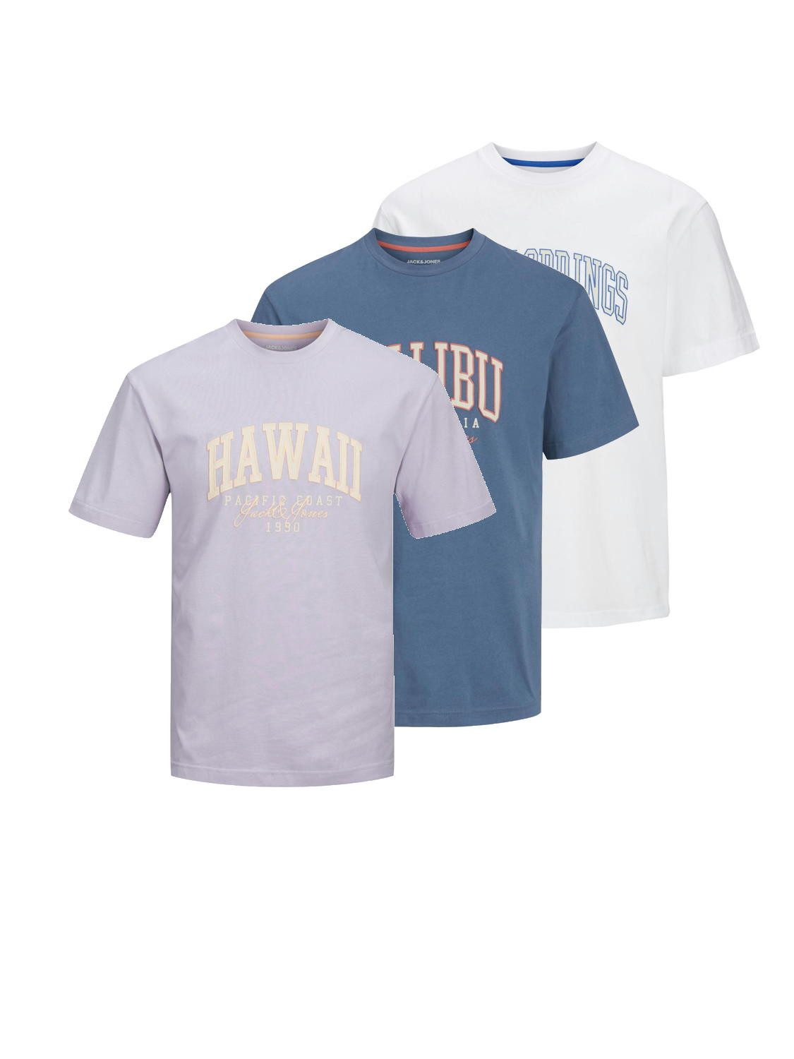 T-Shirt JACK & JONES Male T-Shirt 3er-Pack Logo Rundhals T-Shirt