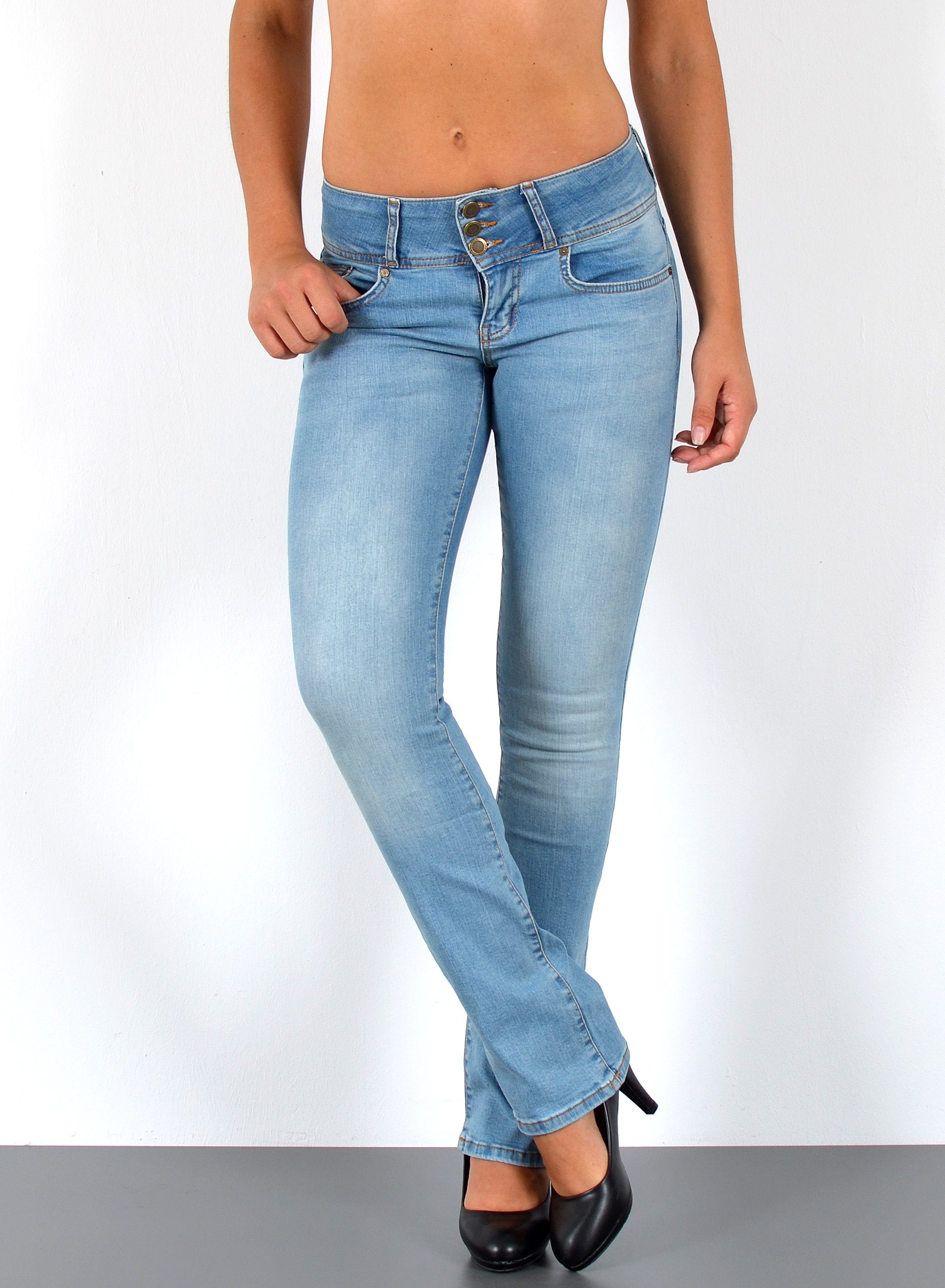 ESRA Bootcut-Jeans Damen Schlaghose Bootcut Jeans Damen Stretch Hose bis Übergröße B3 Damen Jeans Bootcut Hose Wide Leg Jeanshose Low Waist bis Plus Size – Bild 5 von 5