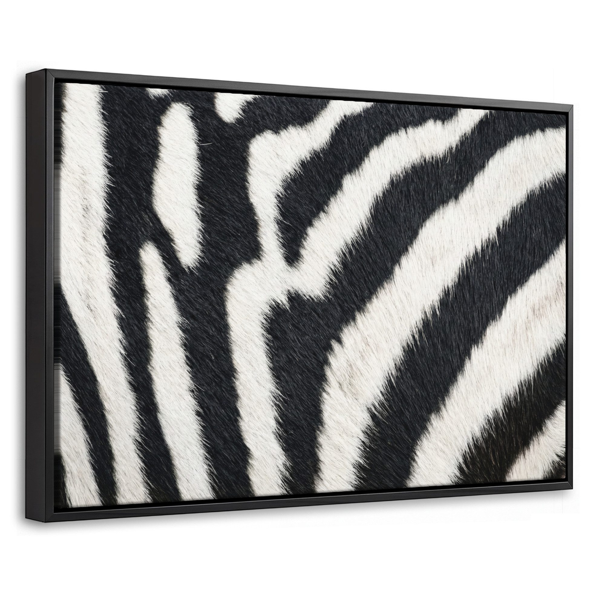 OneMillionCanvasses® Leinwandbild mit Rahmen - Zebra - Mantel - Klassisch - Schwarz - Weiß, Fotodruck (1 St), Bilder, Zimmer Wand Bild Dekoration 30x20cm