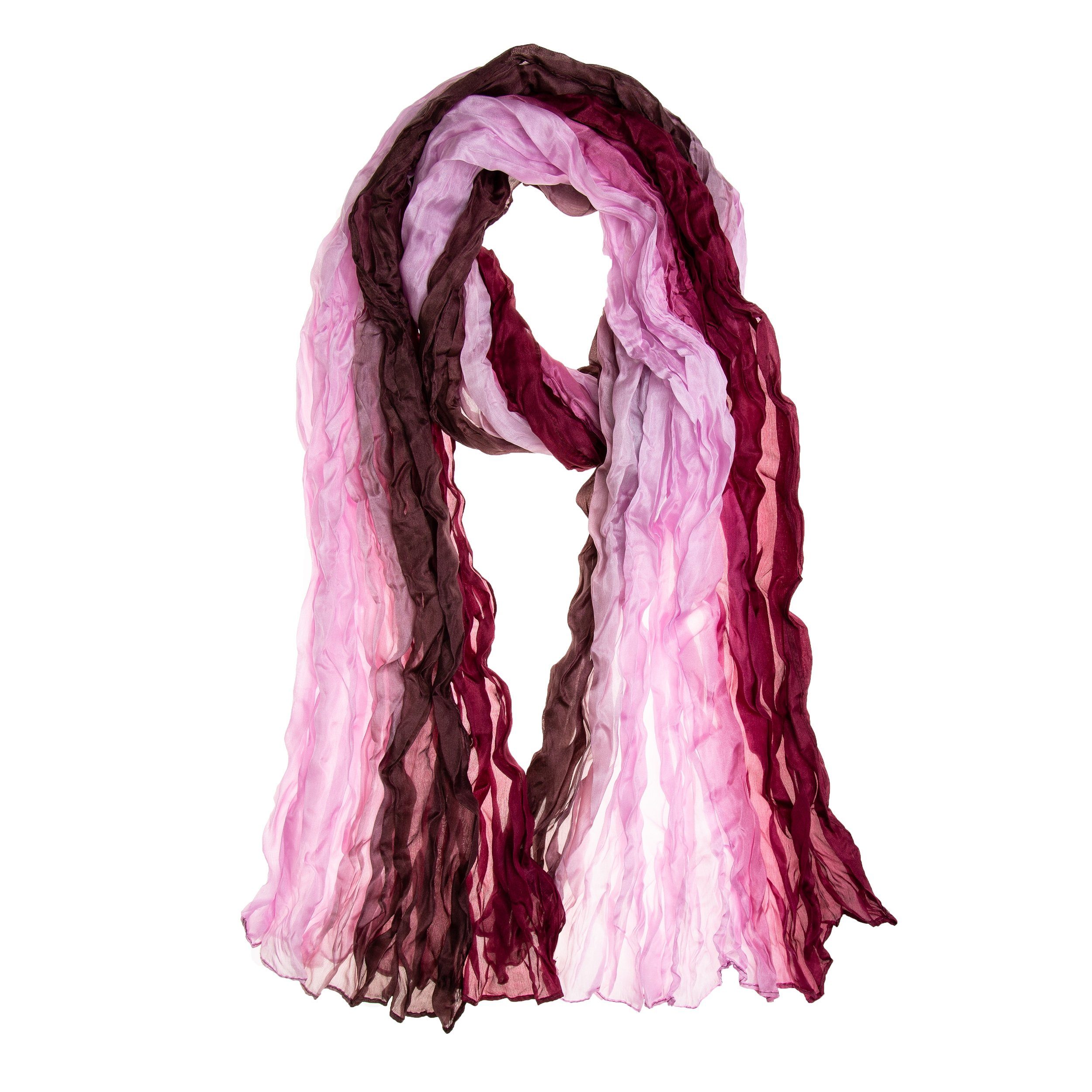 Silkroad Seidenschal Knitterschal Halstuch Schal XXL Farbverlauf bordeaux-flieder
