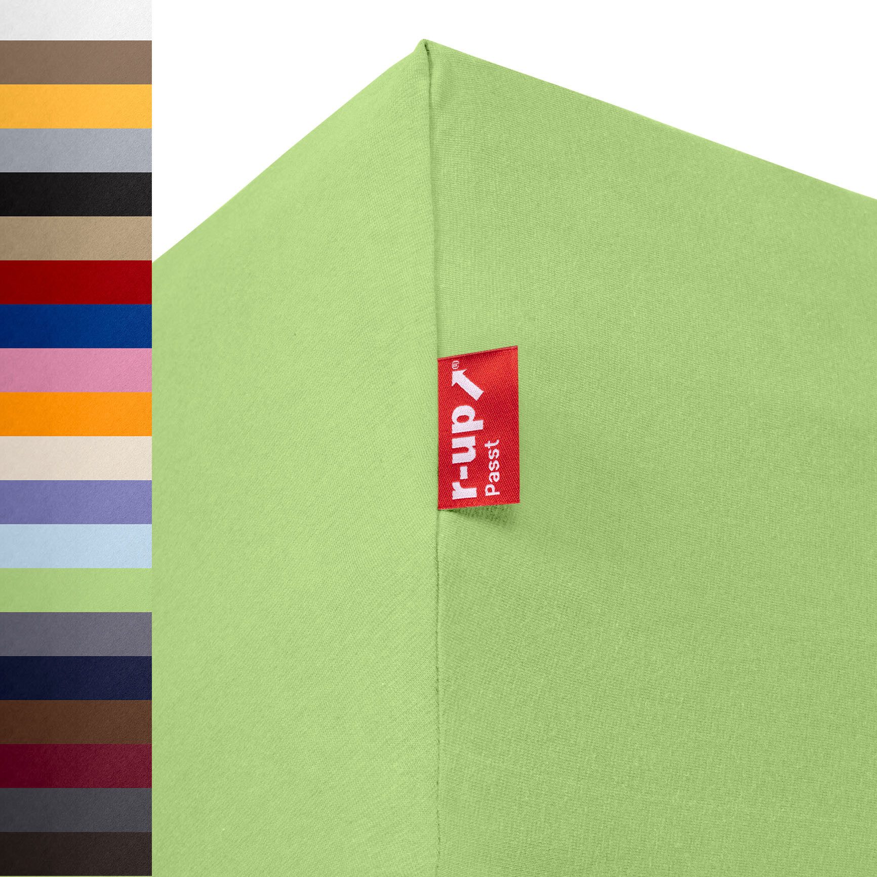 r-up Spannbettlaken Passt 90x200 bis 200x220cm erhältlich! 130 g/m², Baumwolle, Gummizug: fest eingenähtes dauerelastisches Rundumgummi, (1 Stück), (90x200-100x200, 15-35cm Matratzenhöhe, grün)
