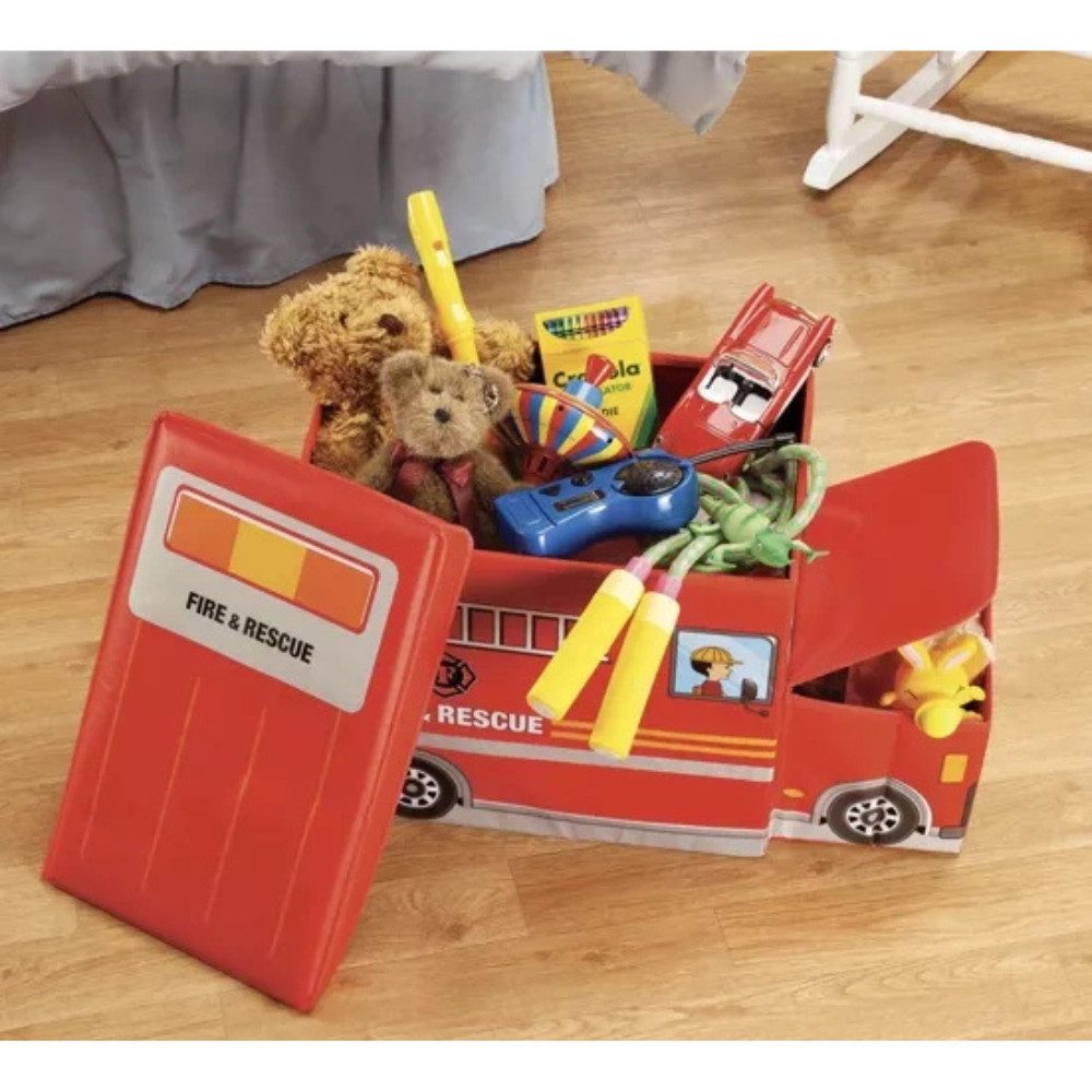 KRUZZEL Toy Chest Fire Engine Toy Storage Boxes (Value Pack, 1 pc., foldable), space-saving storage, made of easy-care material