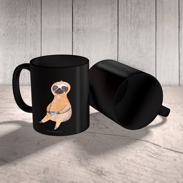 Mr. & Mrs. Panda Tasse Faultier Kaffee - Schwarz - Geschenk, coffeeaddict, Faultier Deko, Fr, Keramik Schwarz, Langlebige Designs