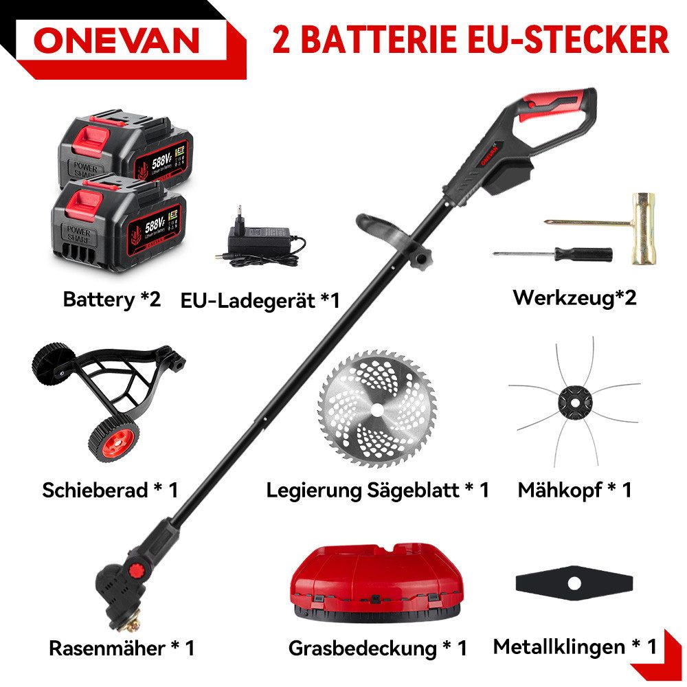 ONEVAN Akku-Rasentrimmer 25 cm Elektrischer Akku günstig online kaufen
