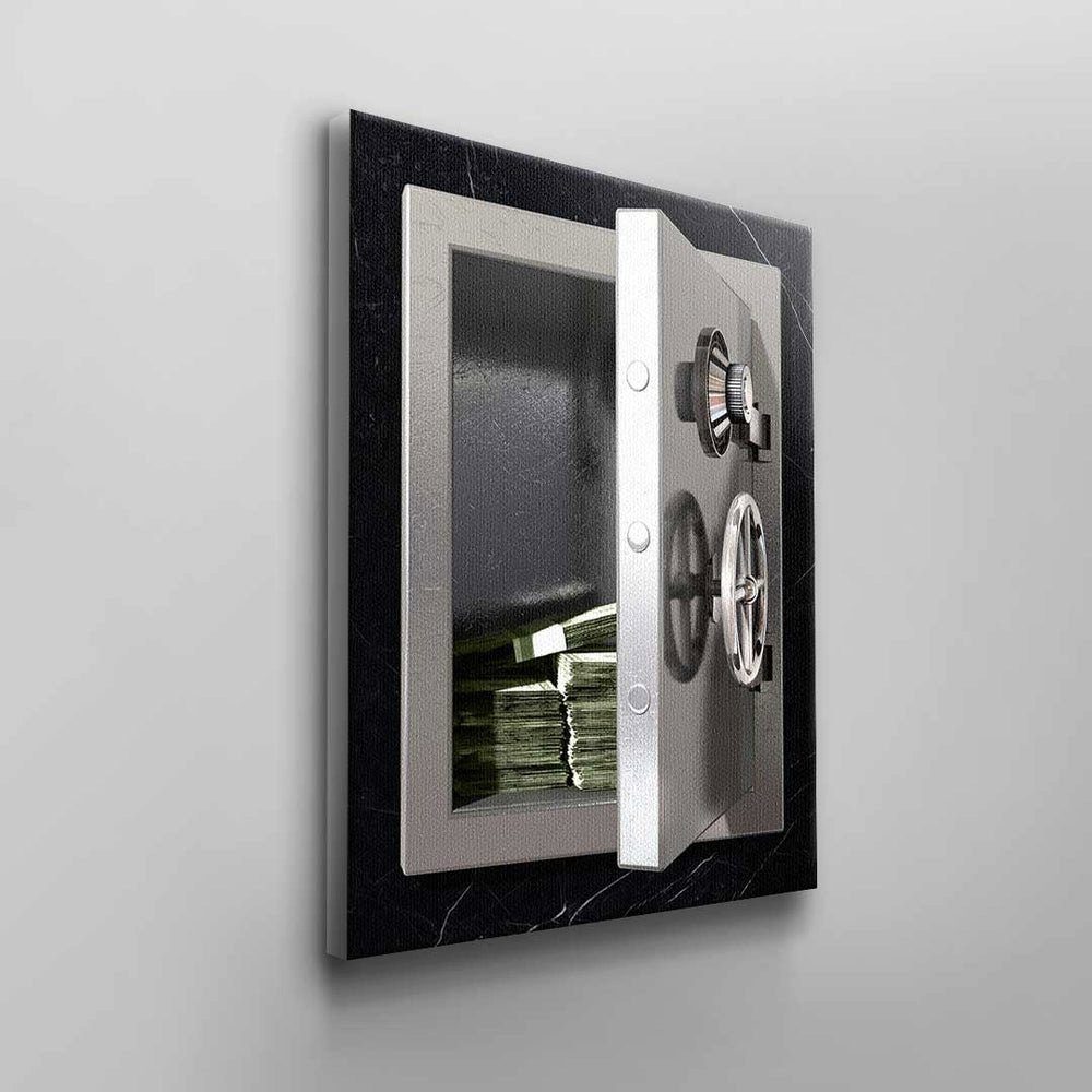 von schwarzer Silberner Tresor Wandbild Luxus Rahmen DOTCOMCANVAS® Leinwandbild,