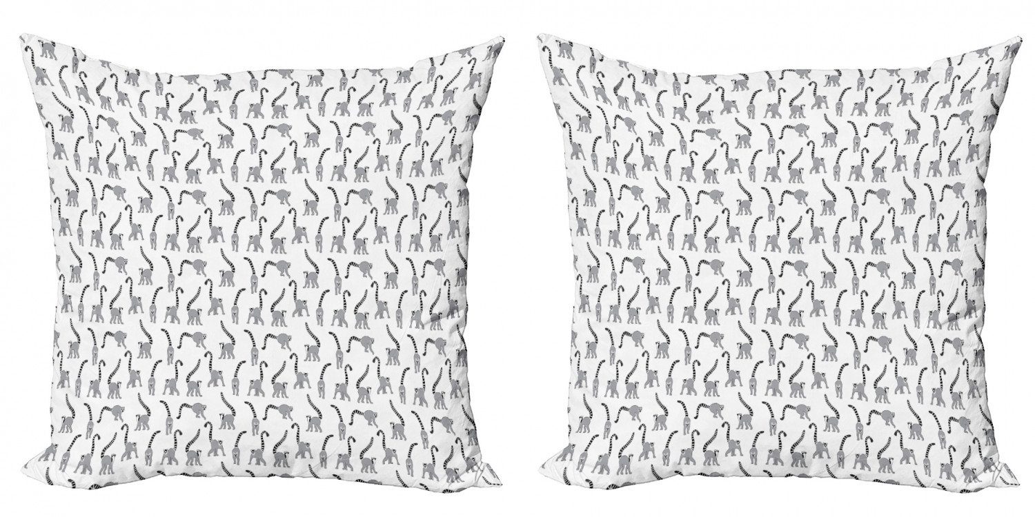 Kissenbezüge Modern Accent Doppelseitiger (2 Arten Säugetiere Stück), Lemur endemische Wilde Digitaldruck, Abakuhaus