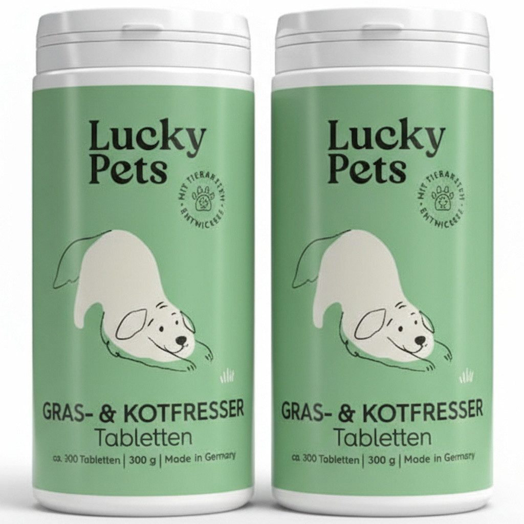 Lucky Pets Gras & Kotfresser Tabletten für Hunde - pflanzlich, magenschonend, Nahrungsergänzungsmittel für: Hunde