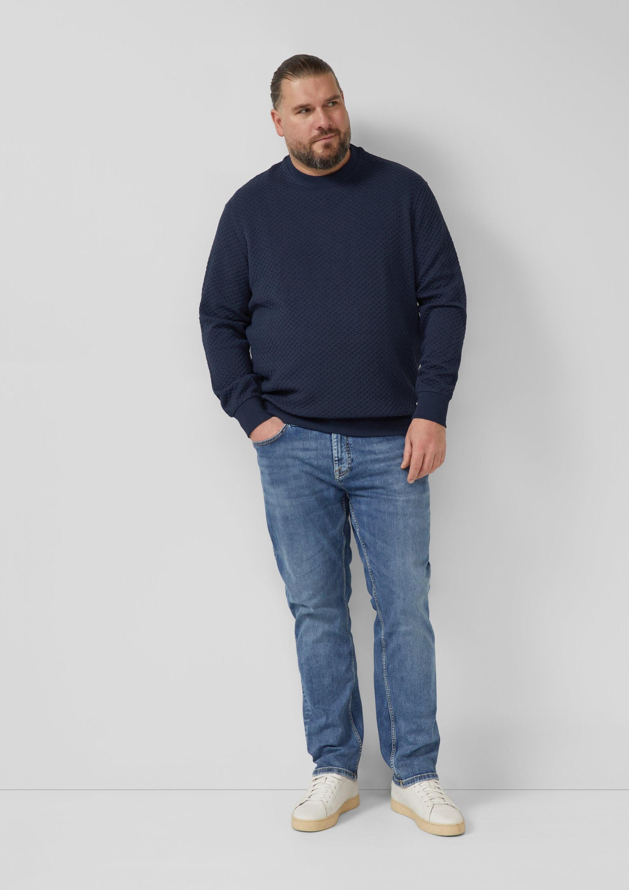 s.Oliver Sweatshirt Sweatshirt Strukturiertes Sweatshirt mit Crew Neck
