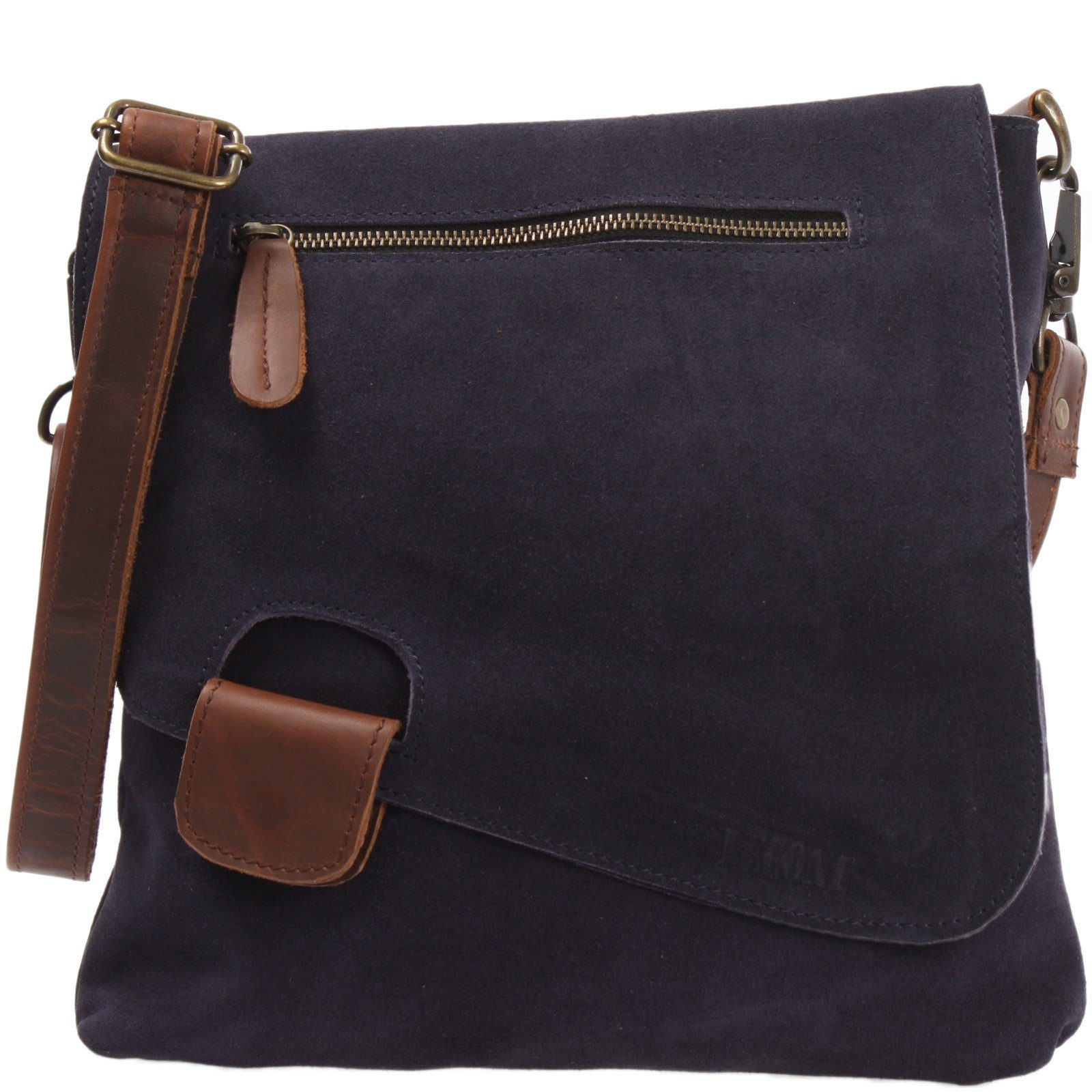 LECONI Umhängetasche Handtasche Ledertasche Damen Schultertasche Echt Wild-Leder LE3027, Überschlag & Reißverschluss – viele Fächer & Farben – 29 × 29 × 6 cm