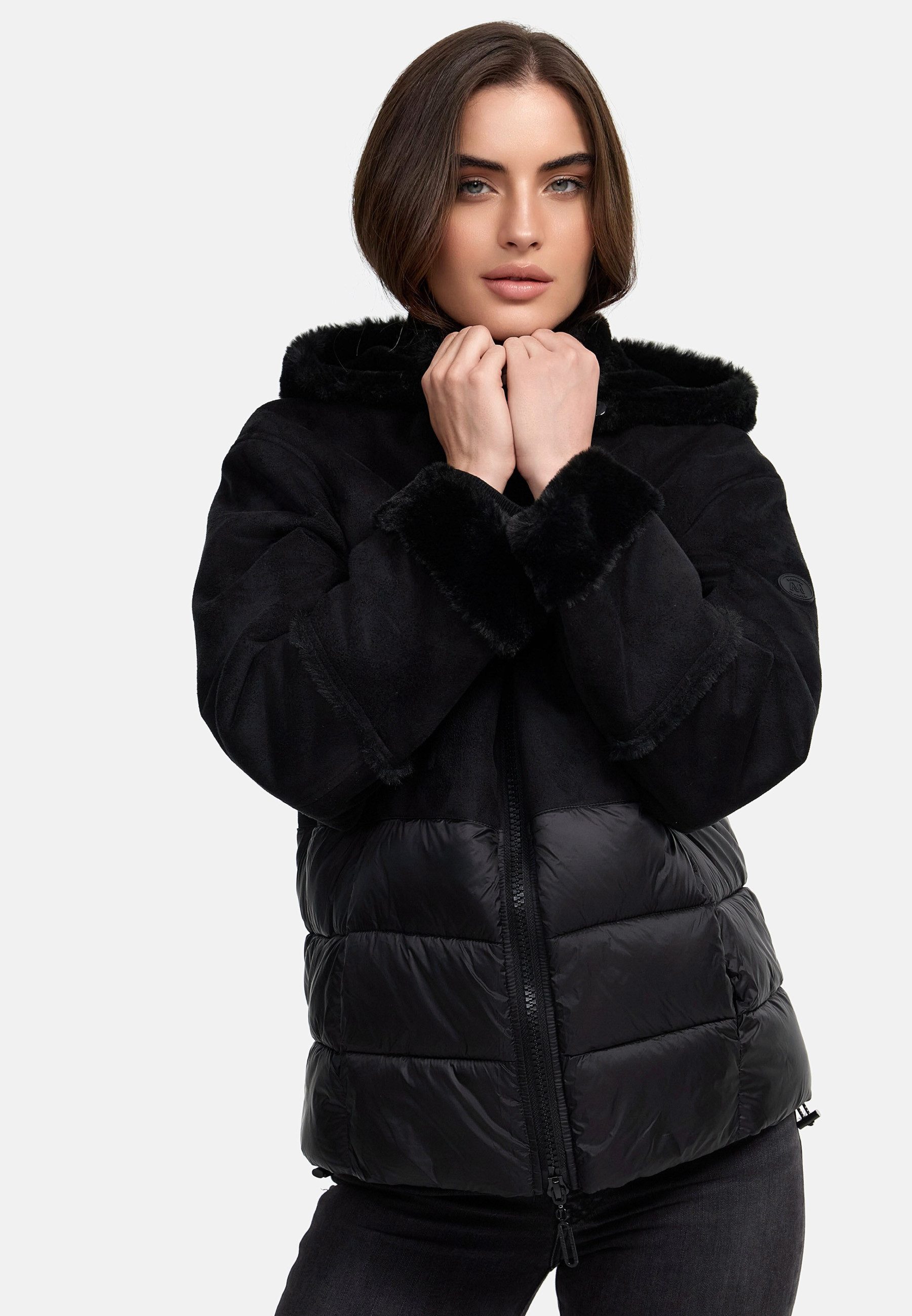 Manisa Kurzjacke mit Teddyfell-Kapuze