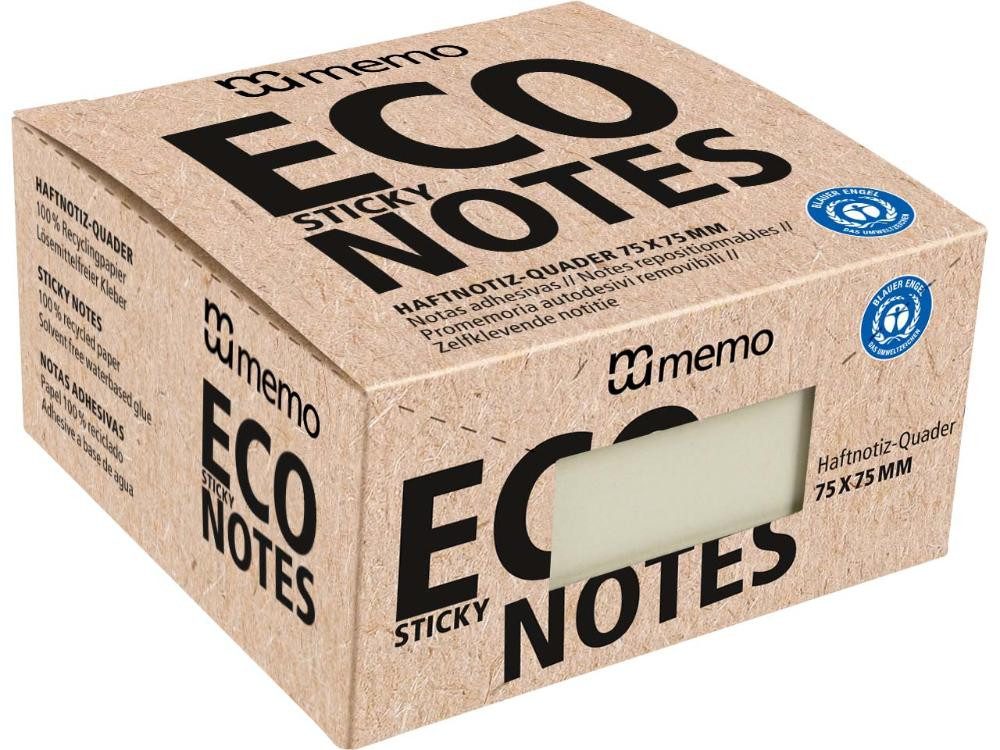 memo Haftnotizblock memo Haftnotiz-Quader 75 x 75 mm gelb im Recycling