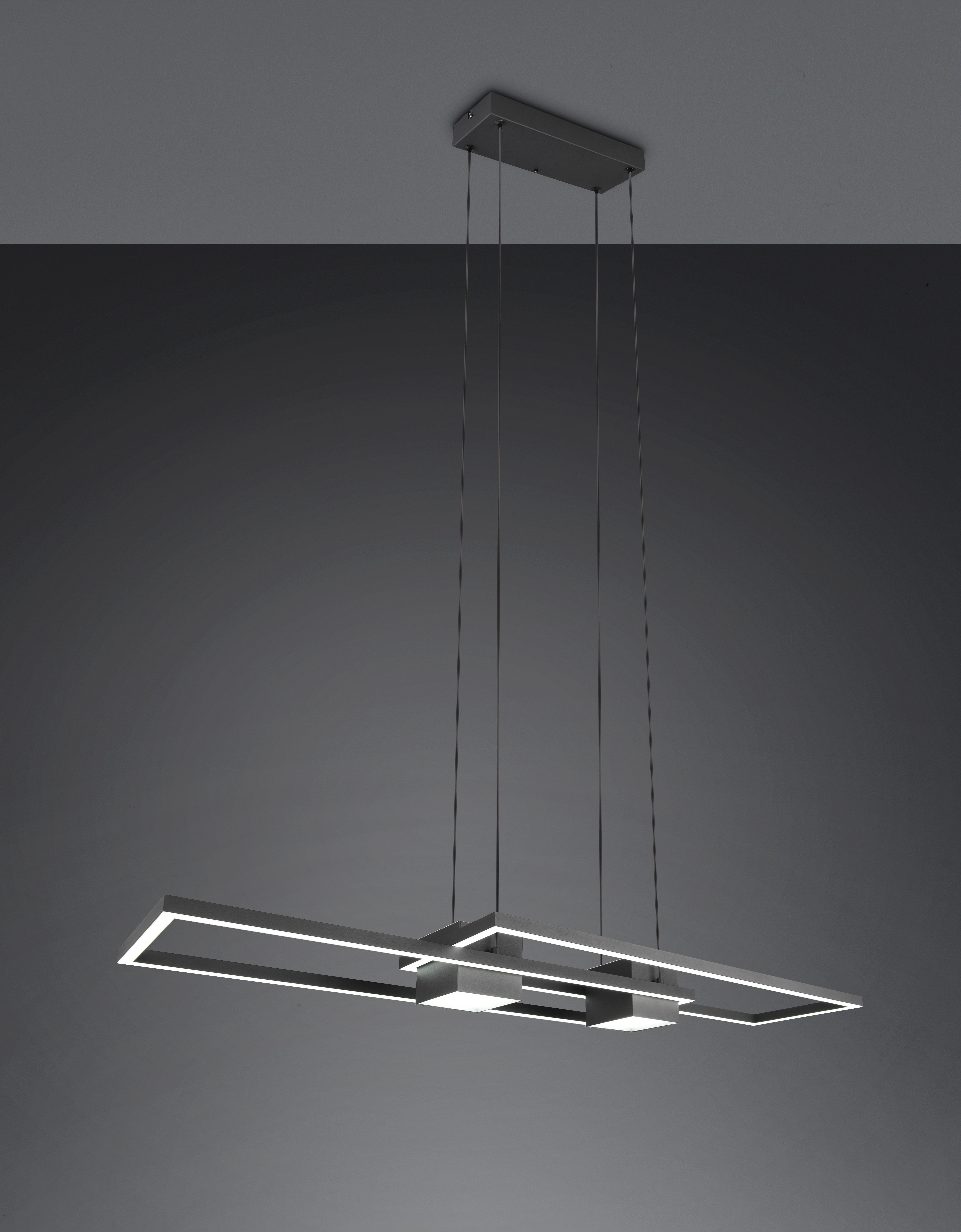 TRIO Leuchten LED Pendelleuchte ALBANY, LED Hängelampe Wohnzimmer mit Fernbedienung, dimmbar, CCT, Dimmfunktion, LED fest integriert, warmweiß - kaltweiß, Lichtfarbe einstellbar, Memoryfunktion, Nachtlicht, up-and-down Licht