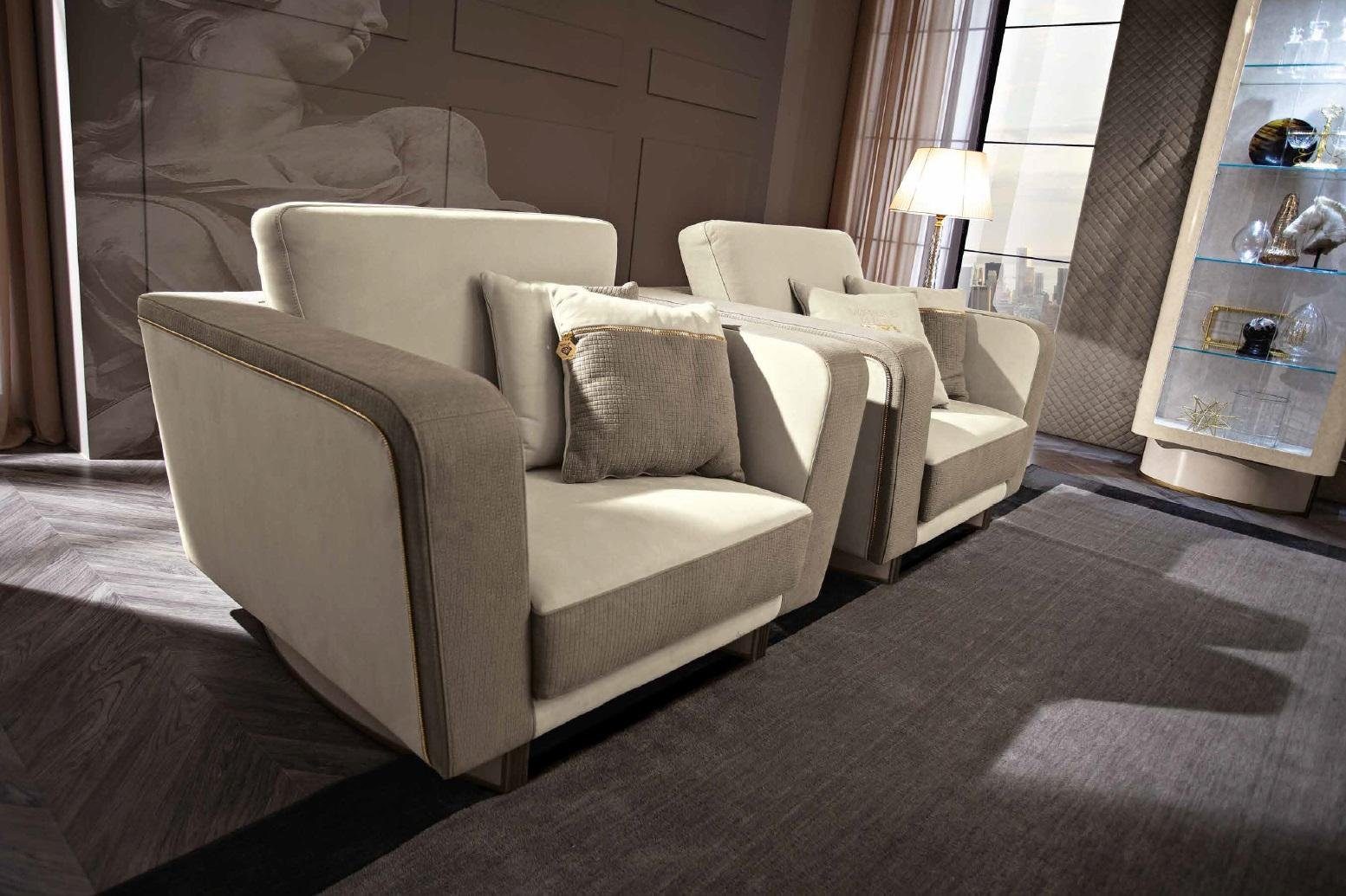 Sofa Sessel Textil Design Sessel Möbel Stühle Italienische Neu Luxus Design JVmoebel