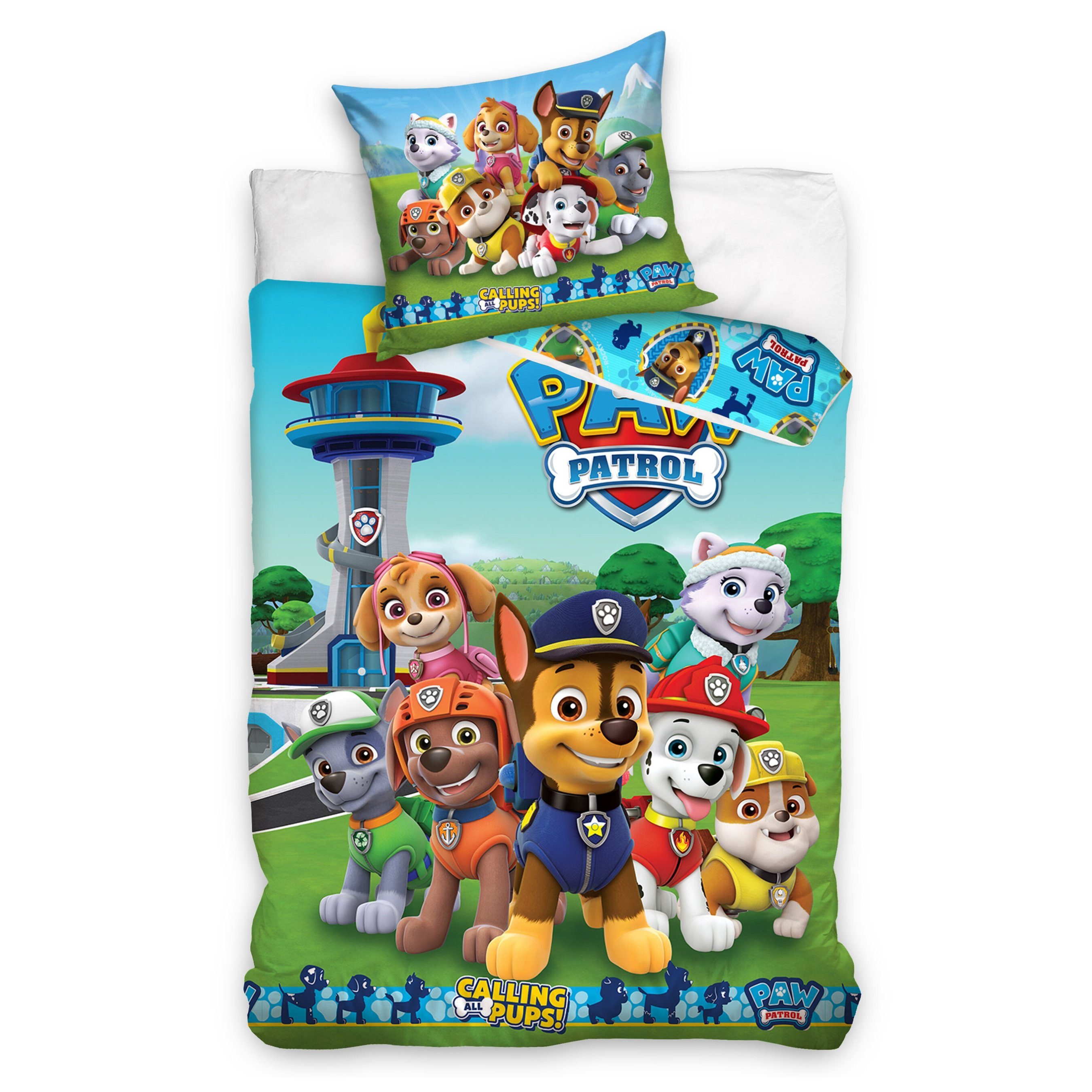 Kinderbettwäsche Paw Patrol 135x200 + 80x80 cm, 100 % Baumwolle, MTOnlinehandel, Renforcé, 2 teilig, Bettwäsche-Set für Kinder, Mädchen und Jungen