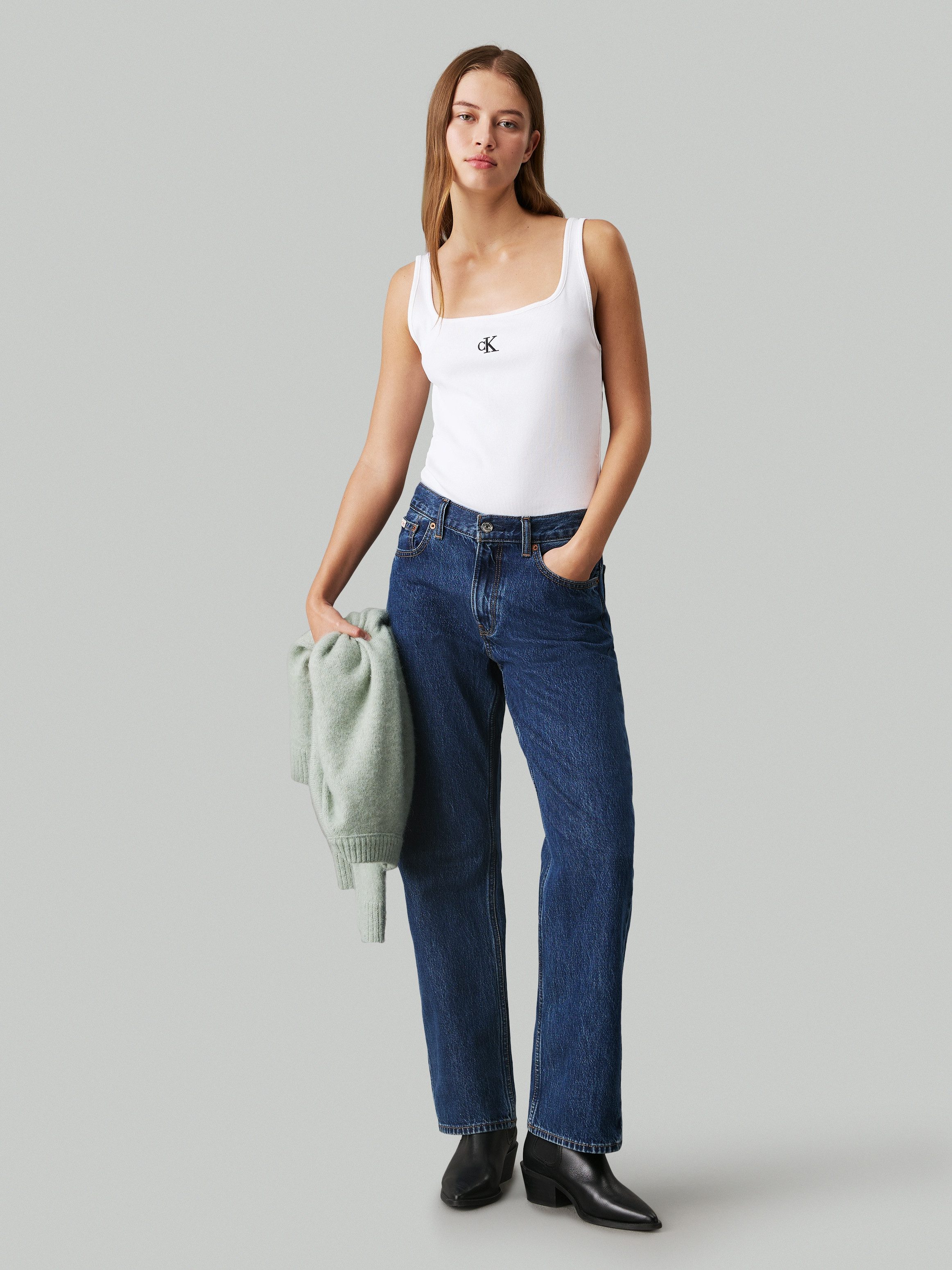 Calvin Klein Jeans Tanktop CK RIB TANK TOP mit eckigem Ausschnitt