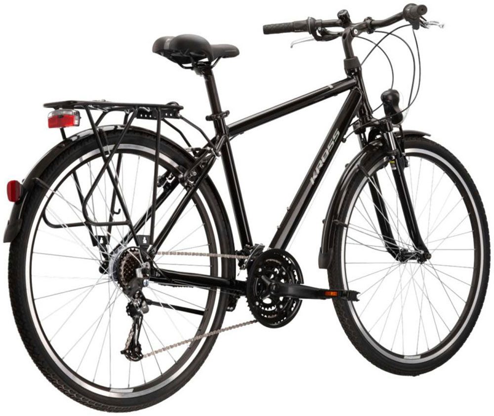 Kross Trekkingrad KROSS Trekkingrad Trans 1.0 28" schwarz, 21 Gang RDM41 Schaltwerk, Kettenschaltung