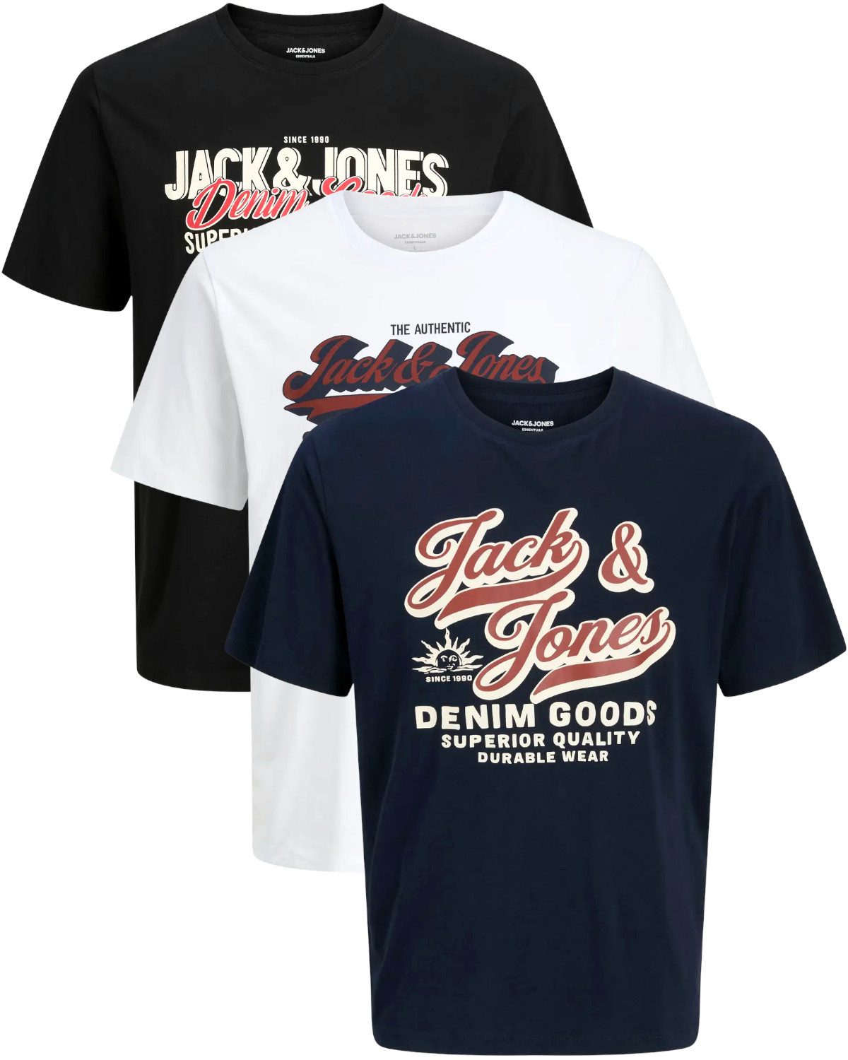 Jack & Jones PlusSize Print-Shirt (Spar-Set, 3er-Pack) Big Size Shirt Übergrößen Shirt