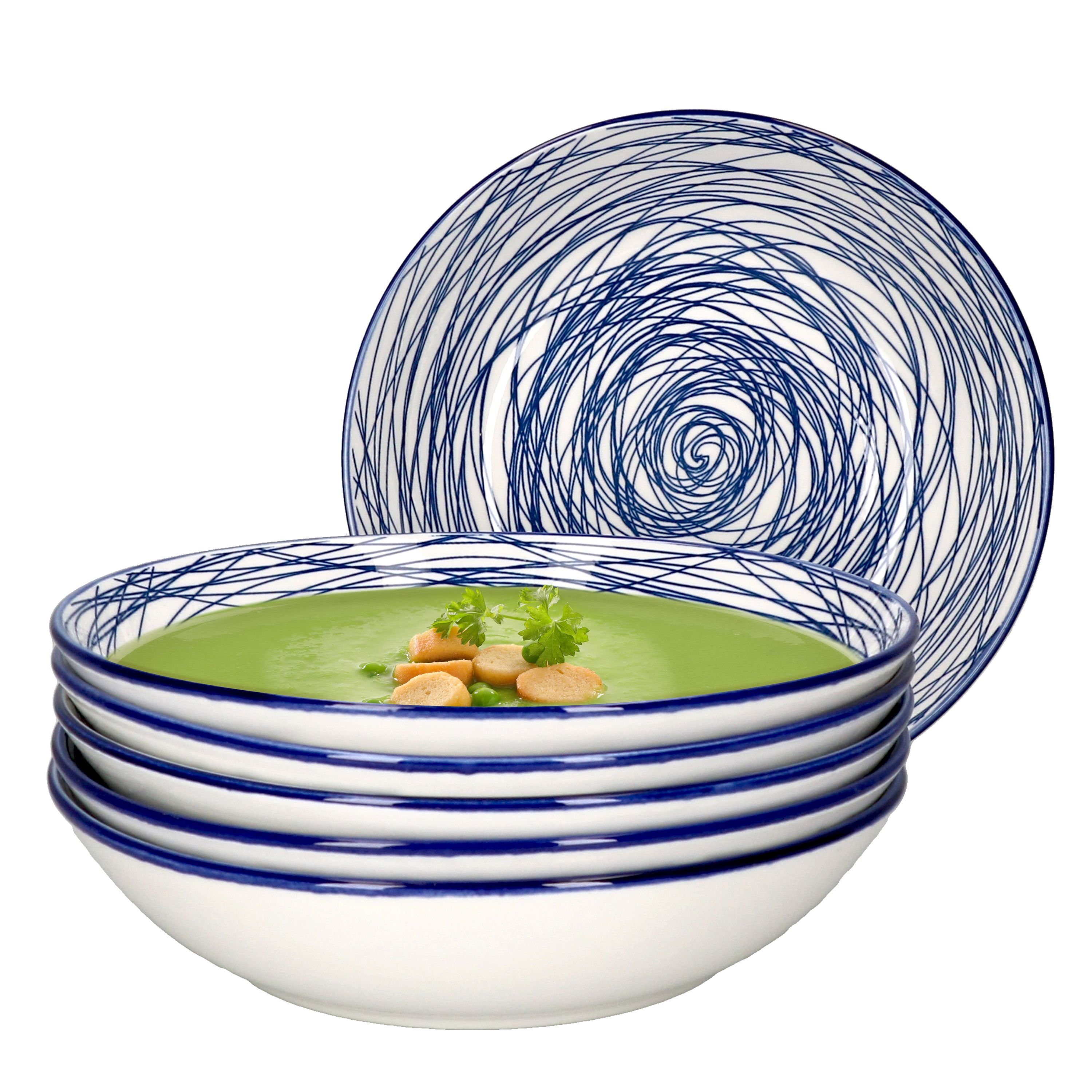 MamboCat Suppenteller 6er Set Suppenteller Weiß 87651 Blau - Rabisco