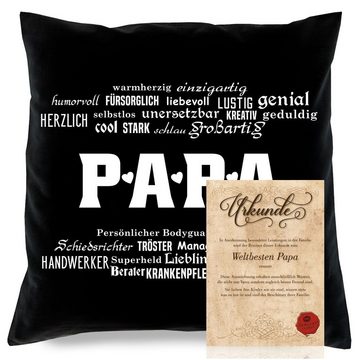 Soreso® Dekokissen Kissen + Urkunde Geschenk Papa zum Geburtstag Vatertag Weihnachten, Geburtstagsgeschenk Weihnachtsgeschenk Vatertagsgeschenk