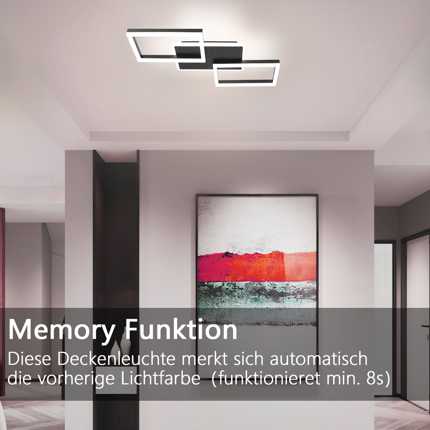 Nettlife LED Deckenleuchte Schwarz Dimmbar Wohnzimmer günstig online kaufen