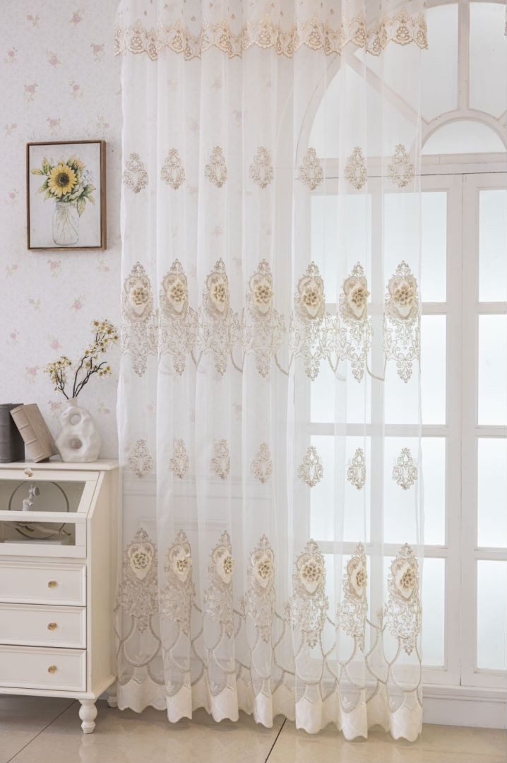 BYSURE Gardine (2 St), Ösen, halbtransparent, Stickerei Vorhänge aus weißem günstig online kaufen