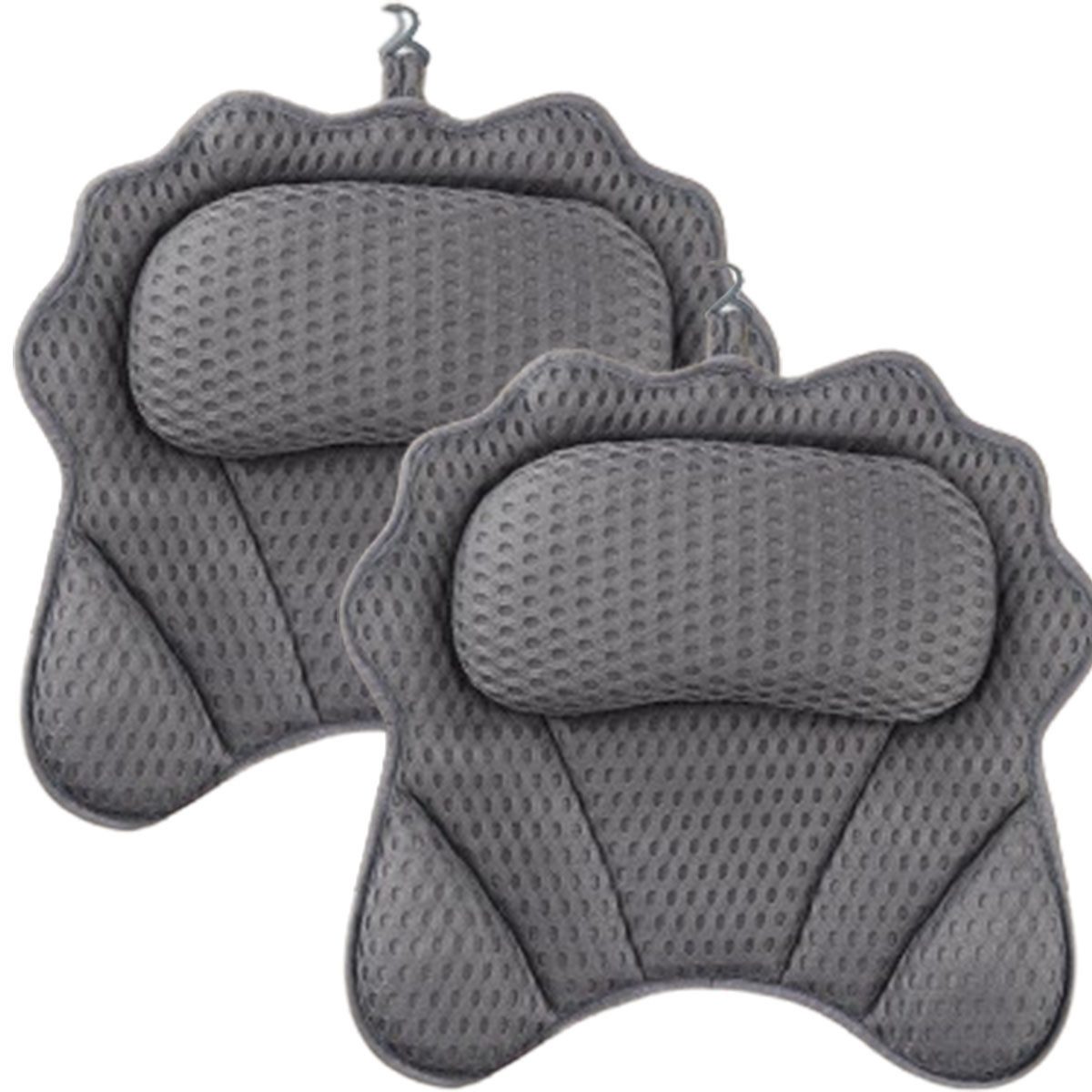 SURFOU Badewannenkissen Badewannenkissen Nacken 4D Badekissen für Badewanne Badewannenmatte, 4D Ergonomisches Badekissen -- Unterstützung für Kopf, Nacken, Schultern und Rücken – mit 6 starken Saugkappen, passend für alle Badewannen, 2-tlg., mit Haken, außergewöhnliche Atmungsaktivität, schnelles Trocknen, Maschinenwaschbar
