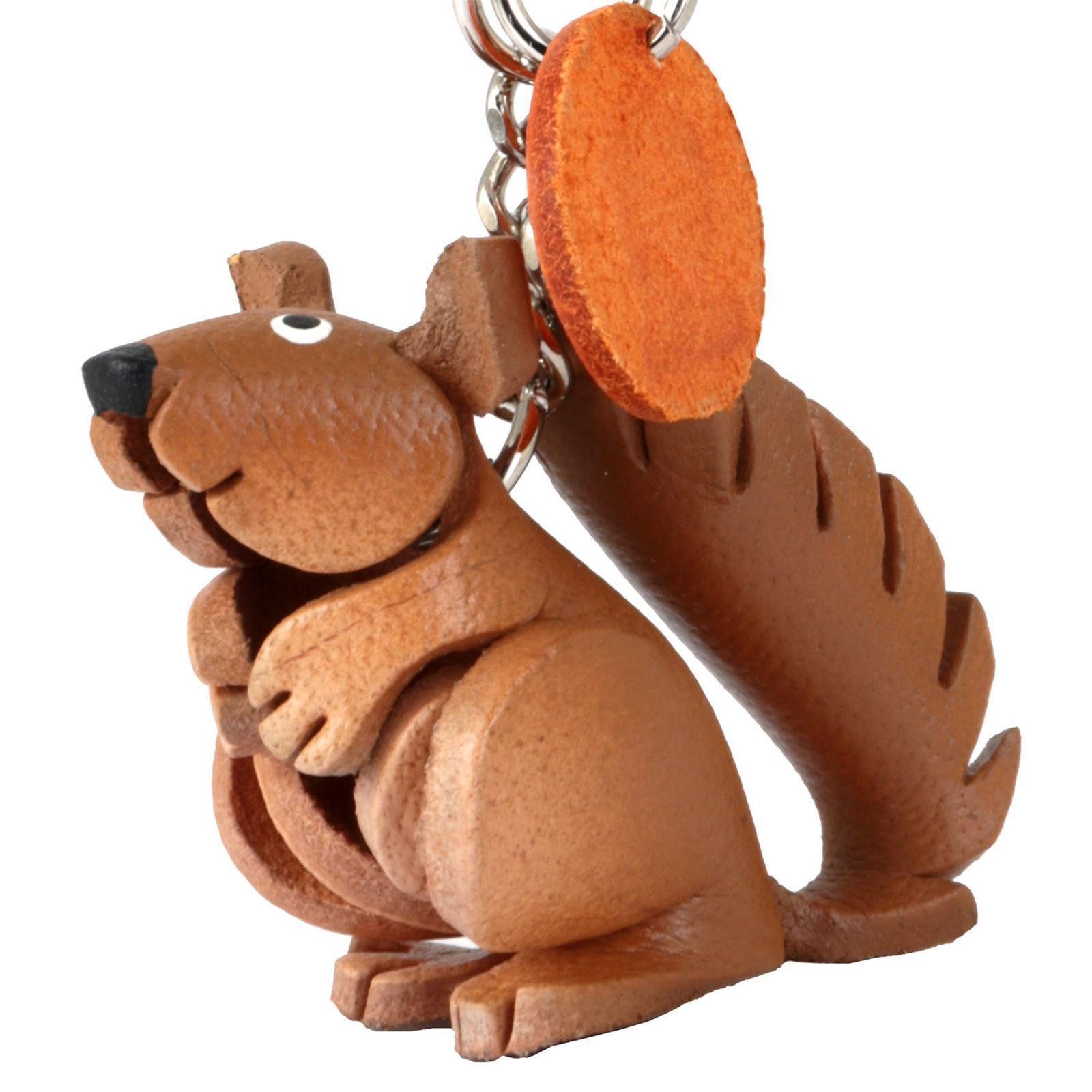 Monkimau Schlüsselanhänger Set Wald Eichhörnchen Schlüsselanhänger aus Leder