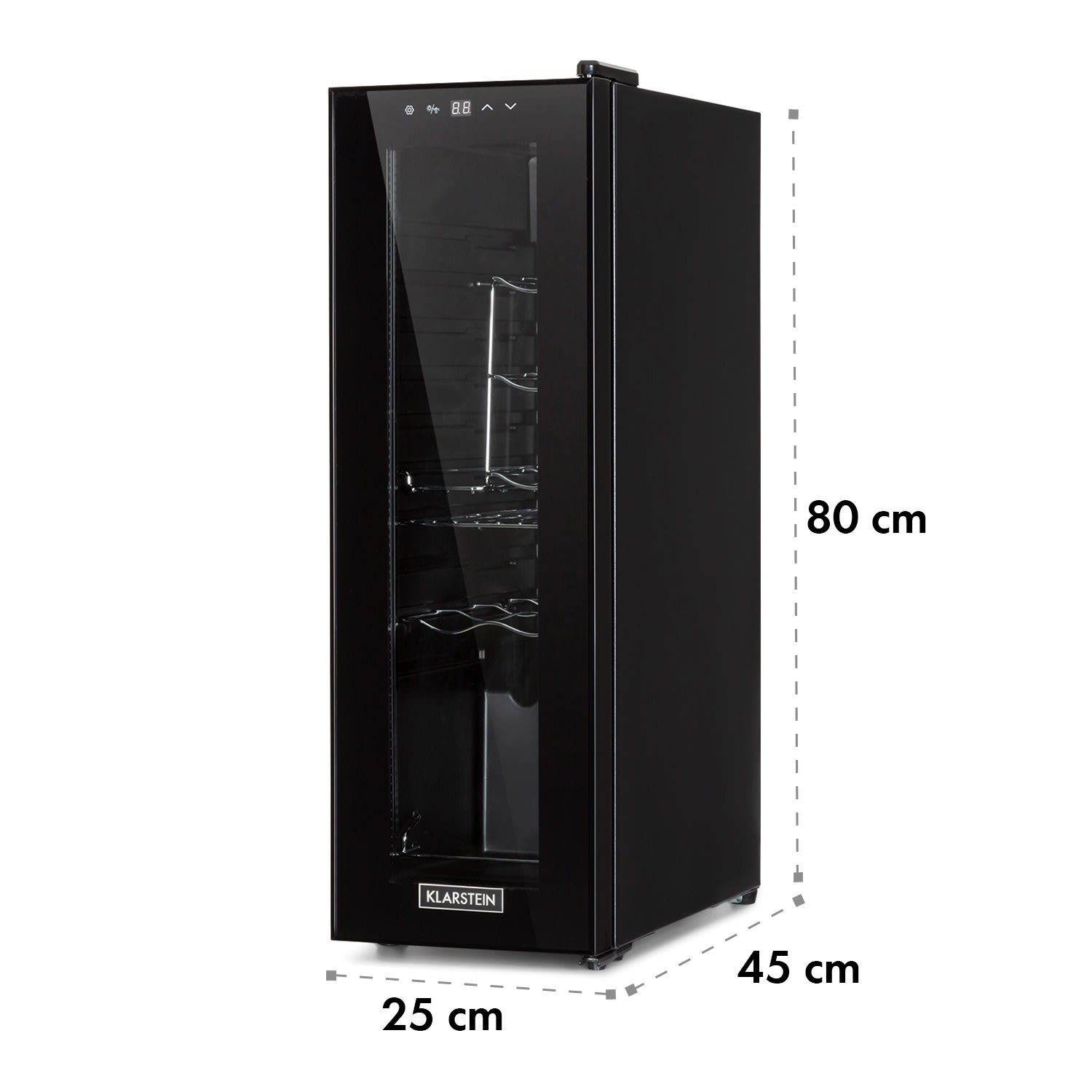 Flaschenkühlschrank Klarstein Kühlschrank Weinschrank Uno, Slim 12 Shiraz 0,75l,Wein á 12 Weinkühlschrank Weintemperierschrank für Standardflaschen