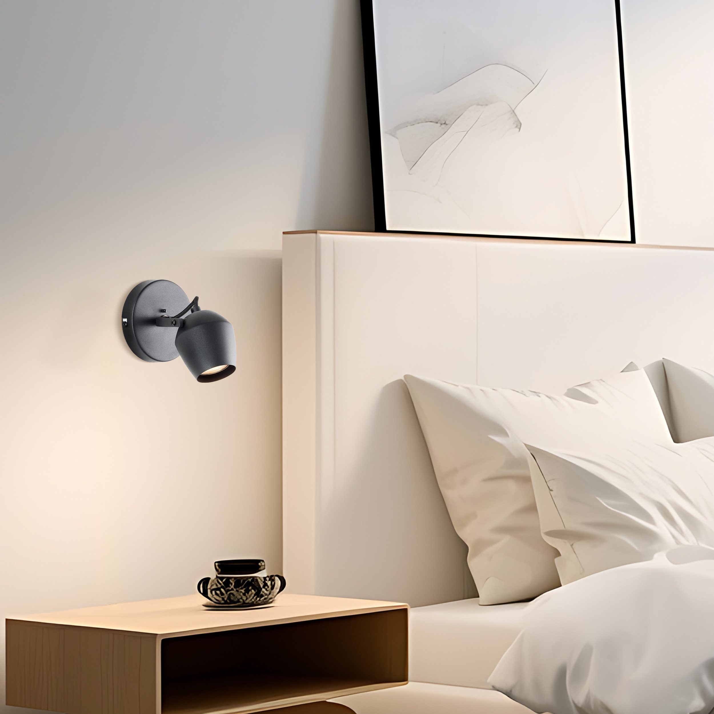 Brilliant Wandstrahler Vertino, LED wechselbar, Warmweiß, Ø 12 cm, GU10, 350 lm, 3000 K, dimmbar, schwarz