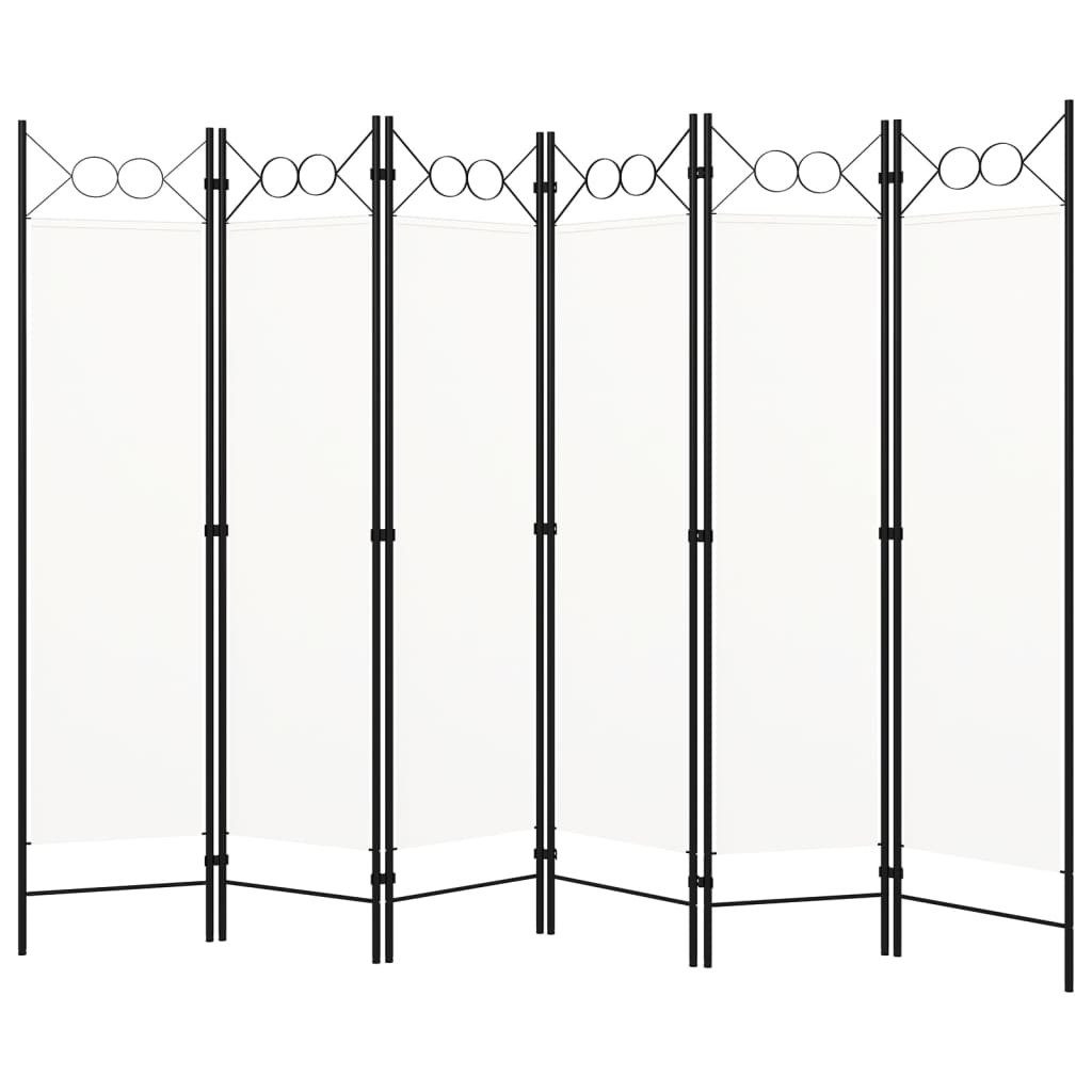 vidaXL Raumteiler 6-tlg. Raumteiler Weiß 240x180 günstig online kaufen