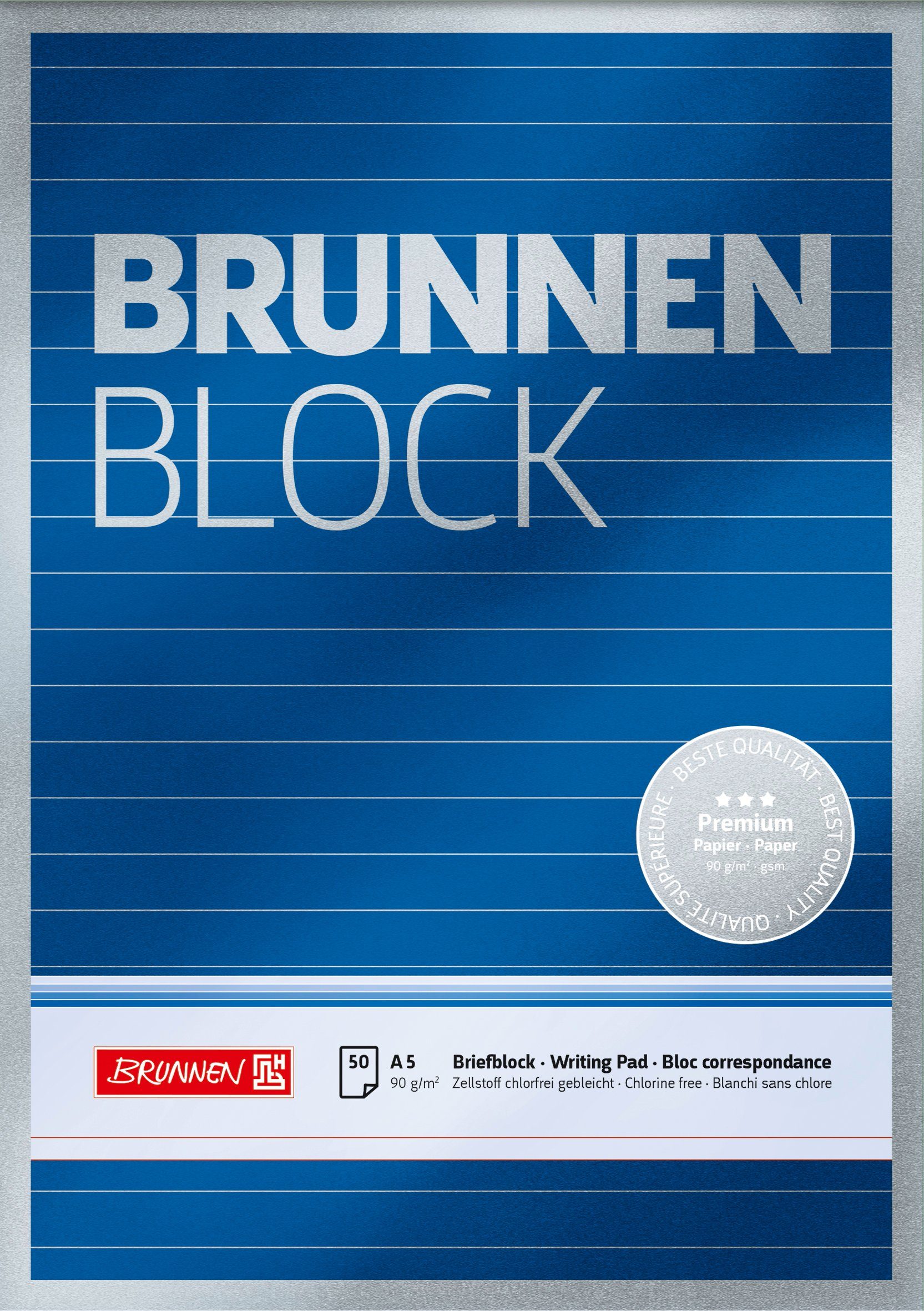 BRUNNEN Collegeblock BRUNNEN 1052327 BB A5 90g 50Bl lin Premium