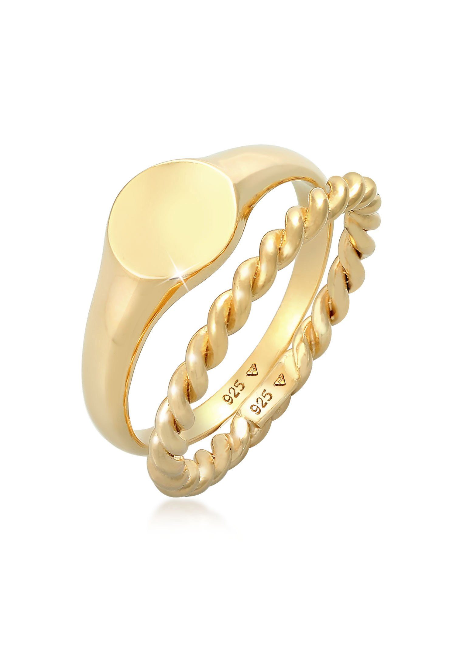 Ring-Set Siegelring Basic Bandring Twist 2er Set 925 Silber