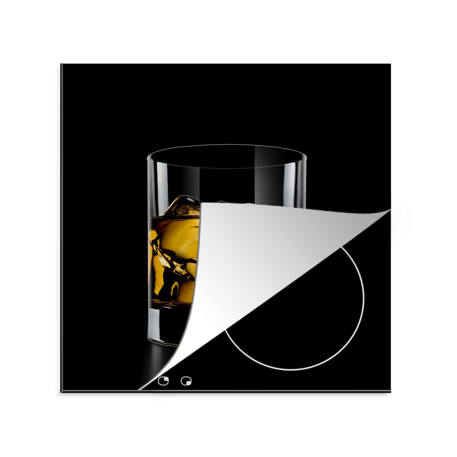 MuchoWow Herdblende-/Abdeckplatte Glas mit Whisky, Vinyl, (1 tlg), 78x78 cm, Ceranfeldabdeckung, Arbeitsplatte für küche