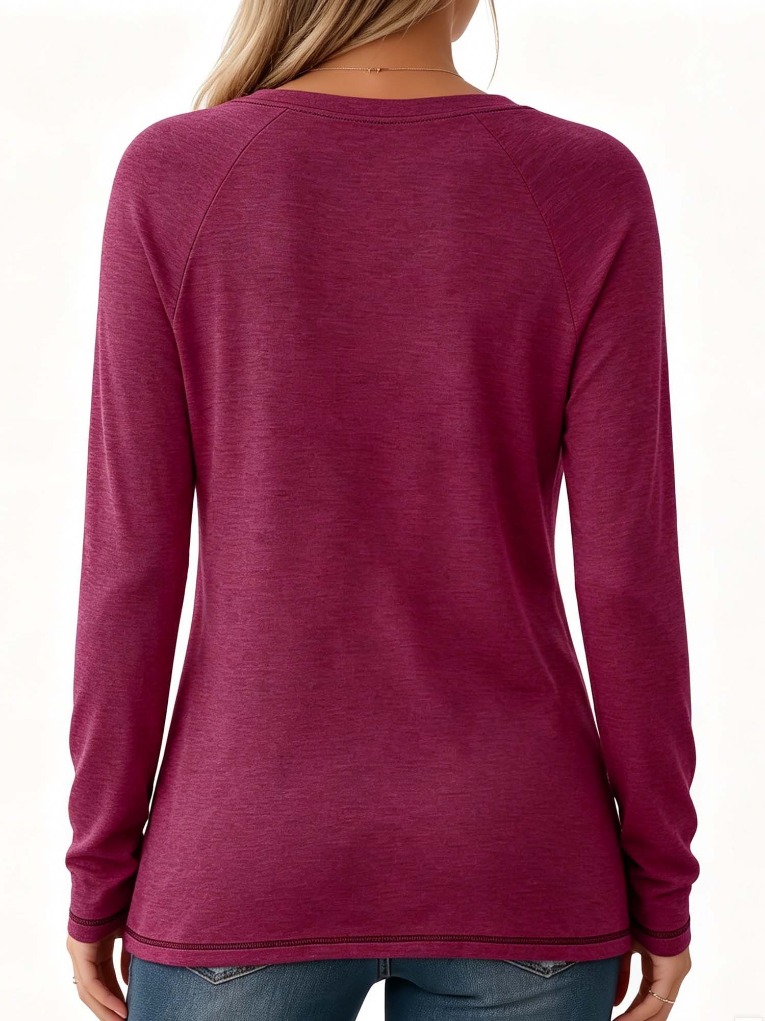 PYLIKE Longsleeve Damen V-Ausschnitt Longsleeve mit Goldener Schmetterling Print-Shirt Geeignet für den täglichen Gebrauch im Büro und zu Hause – Bild 2 von 5