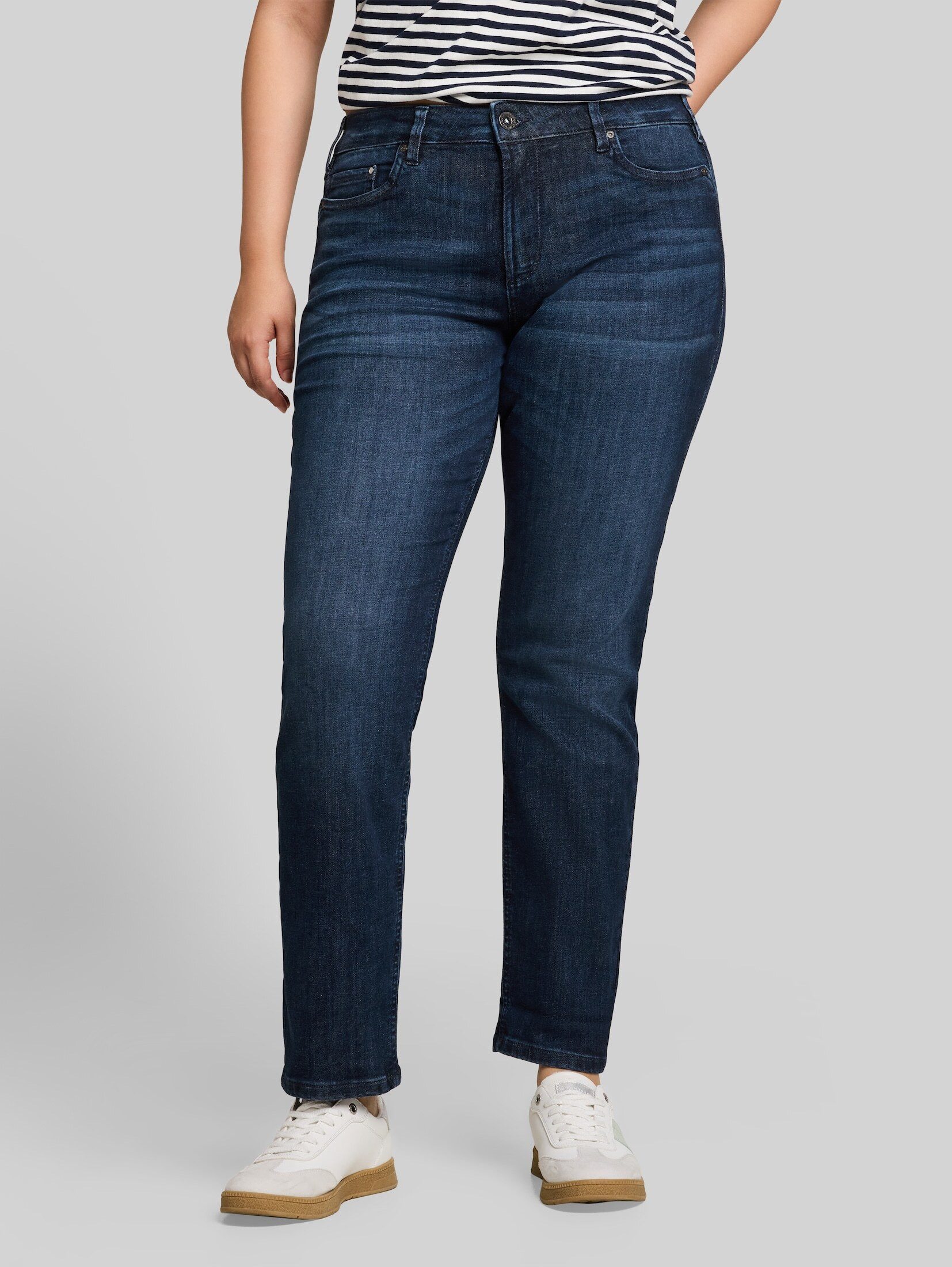 TOM TAILOR PLUS Slim-fit-Jeans Jeanshosen Plus Size - TTPLUS SLIM Jeans mit Leo-Print im Umschlag