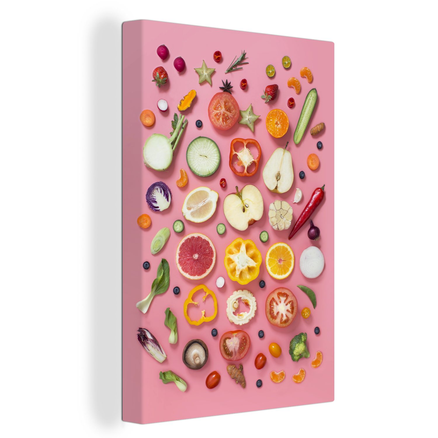 OneMillionCanvasses® Leinwandbild Gemüse - Obst - Rosa, (1 St), Leinwandbild fertig bespannt inkl. Zackenaufhänger, Gemälde, 20x30 cm