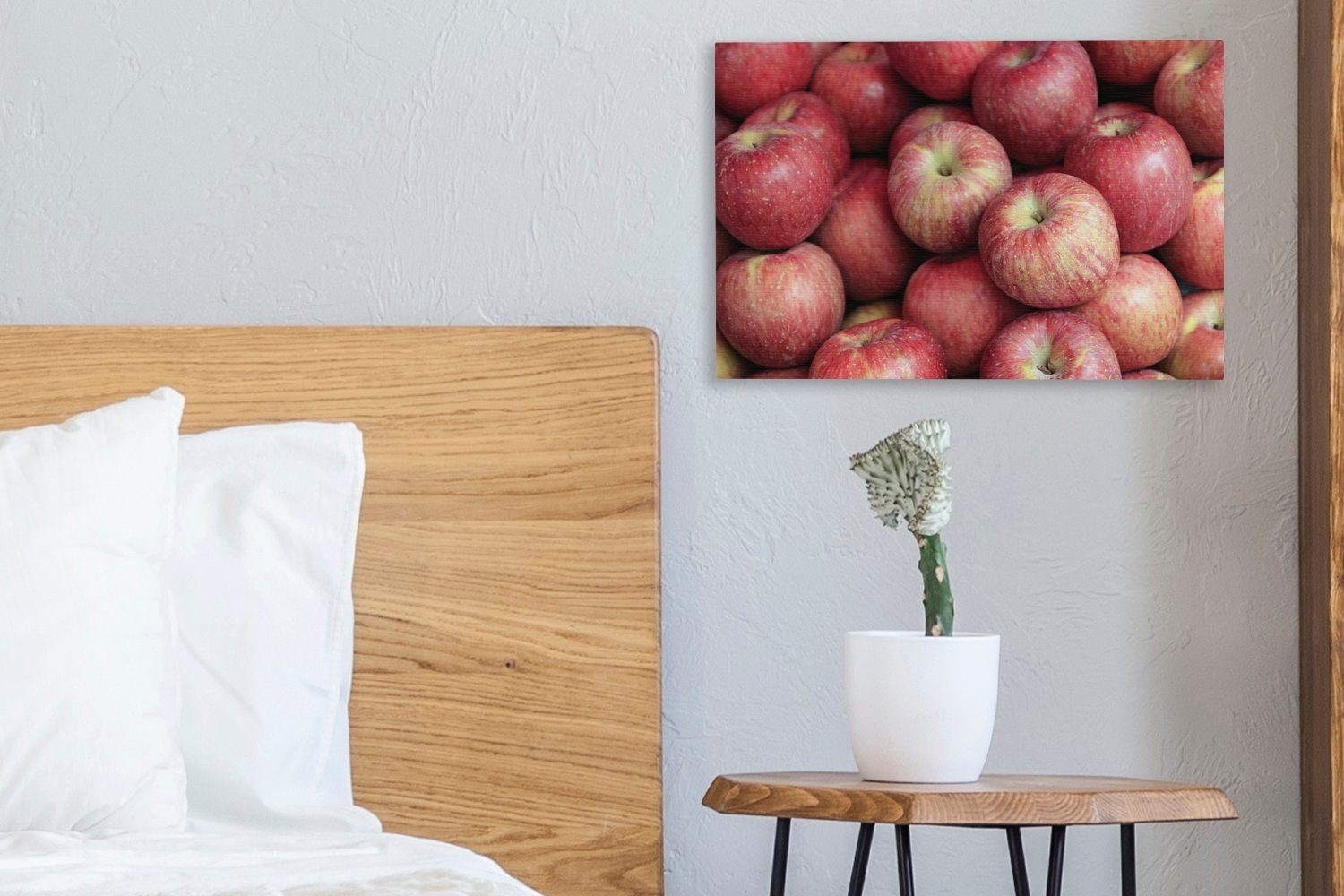 Leinwandbild - (1 - Apfel Wanddeko, Rot Aufhängefertig, OneMillionCanvasses® cm Leinwandbilder, Wandbild Obst, 30x20 St),