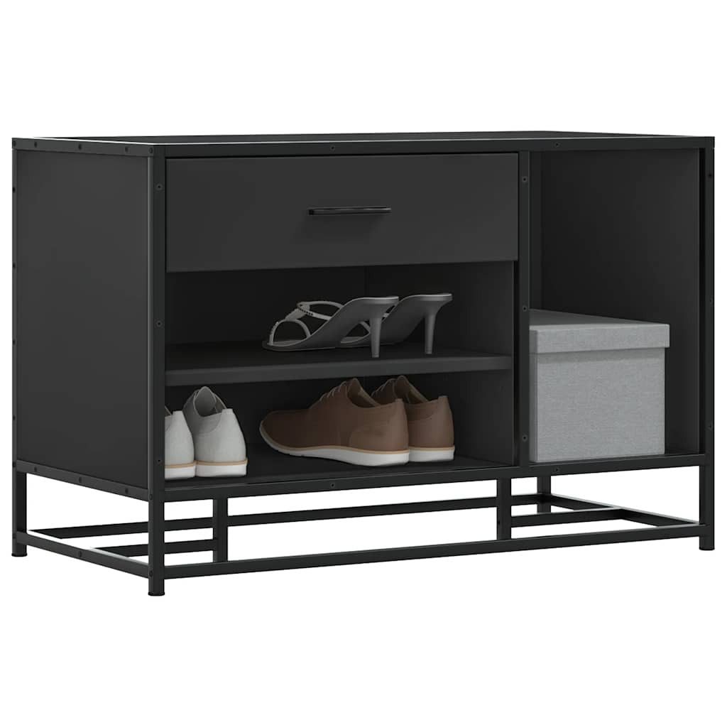 vidaXL Sitzbank Schuhbank Schwarz 80x40x53,5 cm Holzwerkstoff und Metall