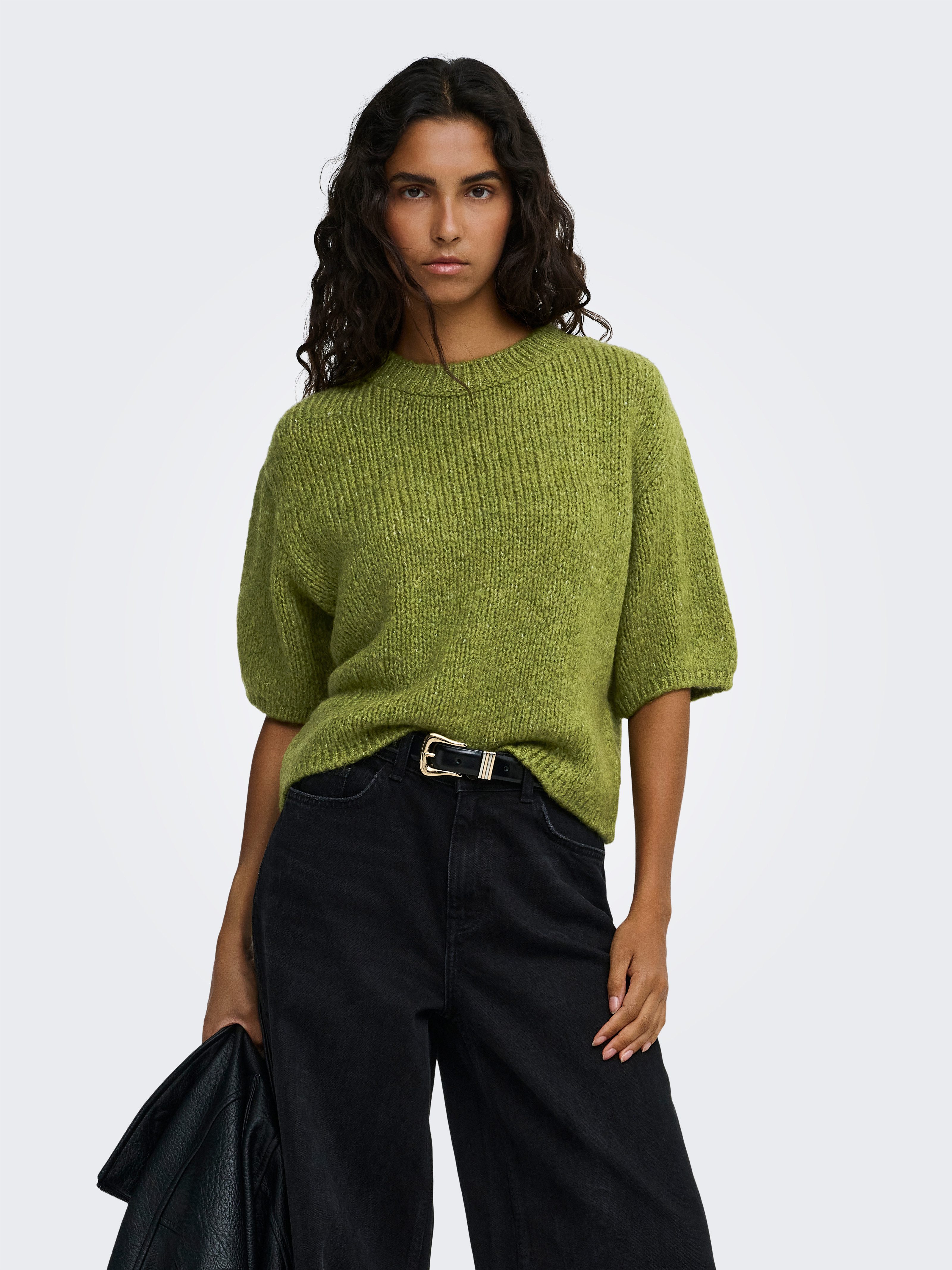 JDY Strickpullover JDYDICTE S/S PULL O-NECK KNT NOOS Kunstfaser, knit fit