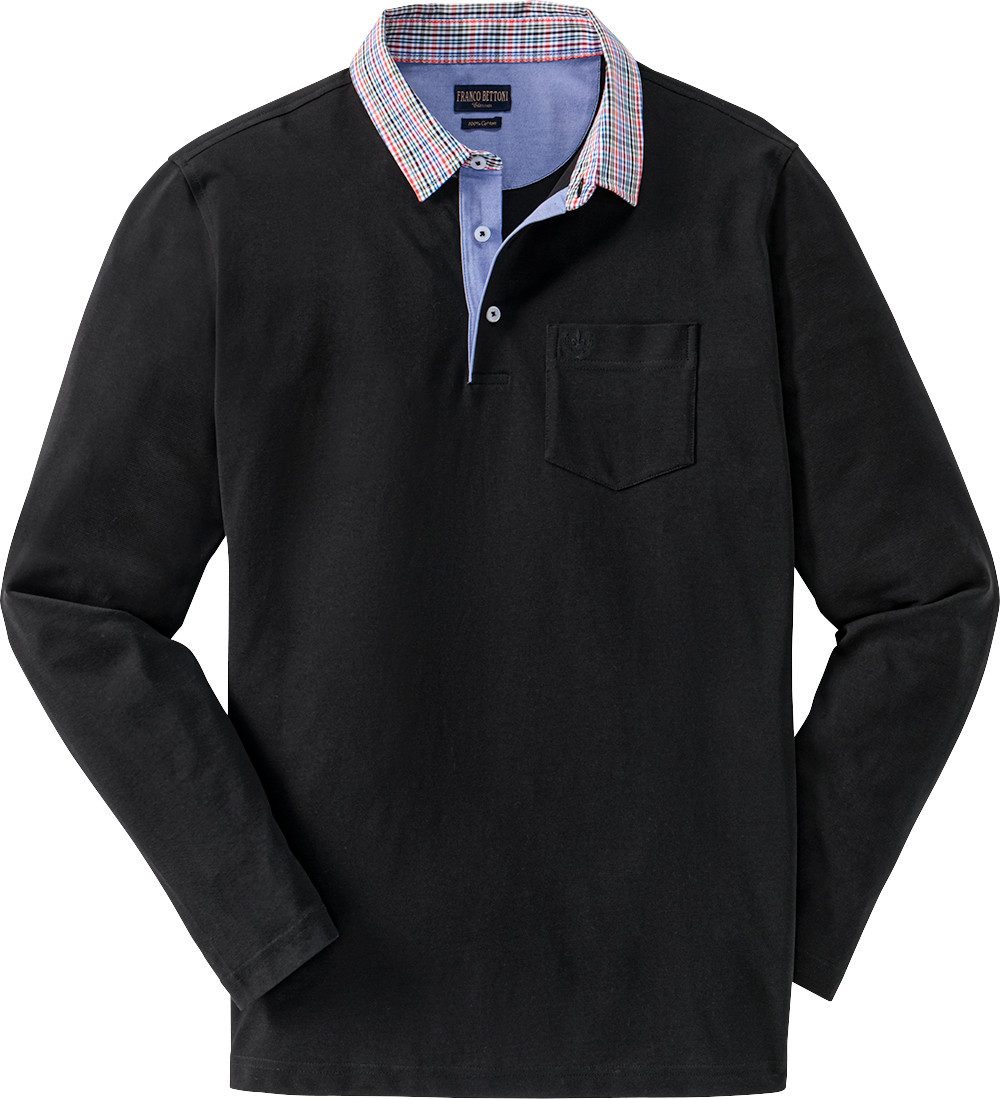 Franco Bettoni Langarm-Poloshirt Hohe Hautverträglichkeit durch 100% Baumwolle