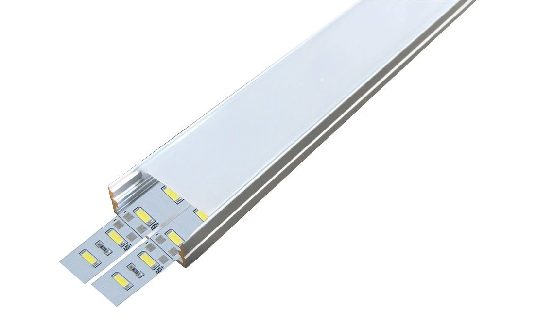 ENERGMiX LED-Stripe-Profil 2 Meter 23mm Breite Aluprofil Alu Schiene Profil LED Kanal für LED, Kanal system für LED Leiste für LED Streifen 2m. milchglas abdeck – Bild 2 von 2
