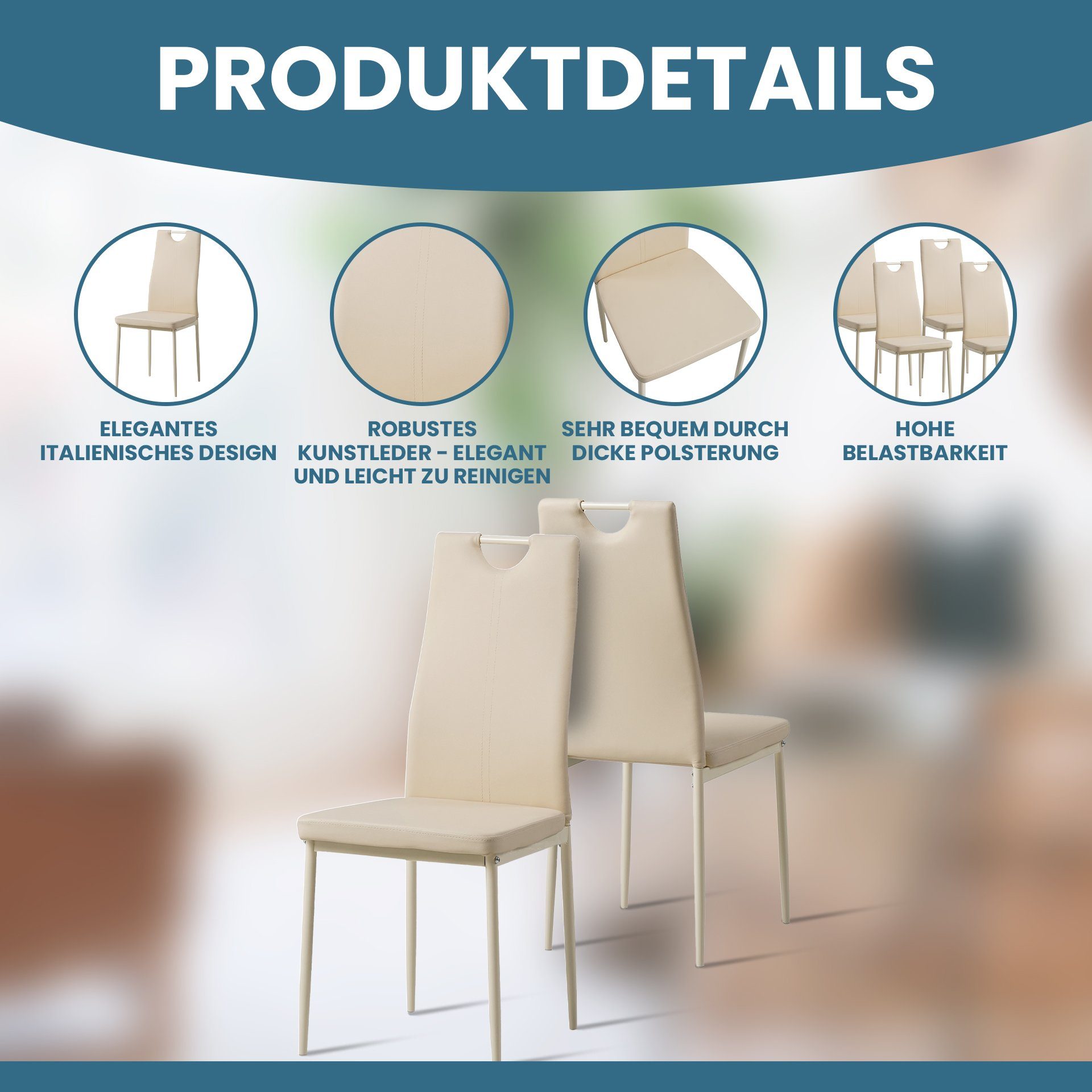 Albatros International Esszimmerstuhl Esszimmerstühle SALERNO 6er Set beige günstig online kaufen