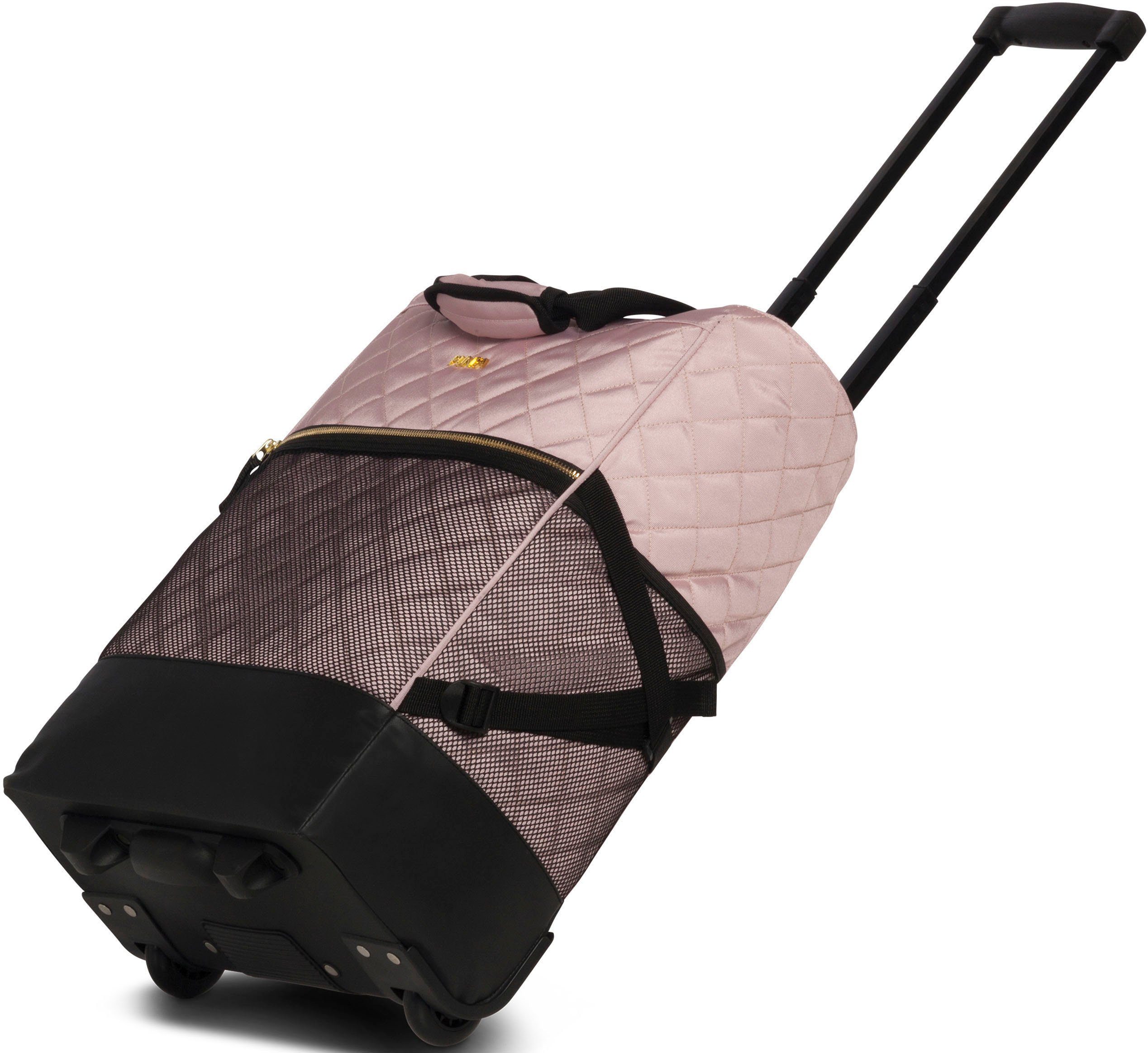 fabrizio® Einkaufstrolley Punta-Wheel-Shopping-Roller, Golddetails mit und rosa 33 abgestepter Oberfläche l, edler Look