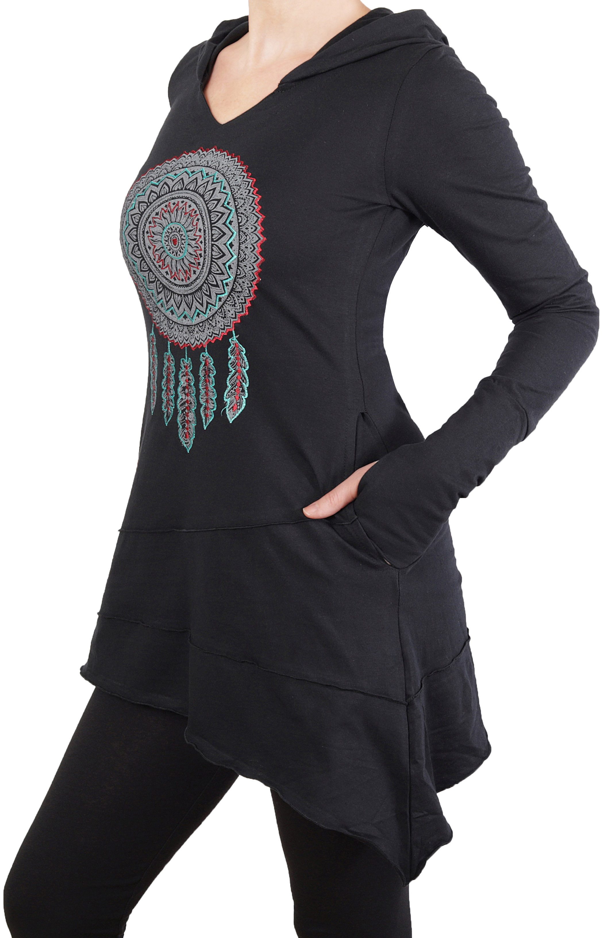 PUREWONDER Tunikashirt Longshirt Tunika mit Traumfänger und Zipfelkapuze Nr günstig online kaufen